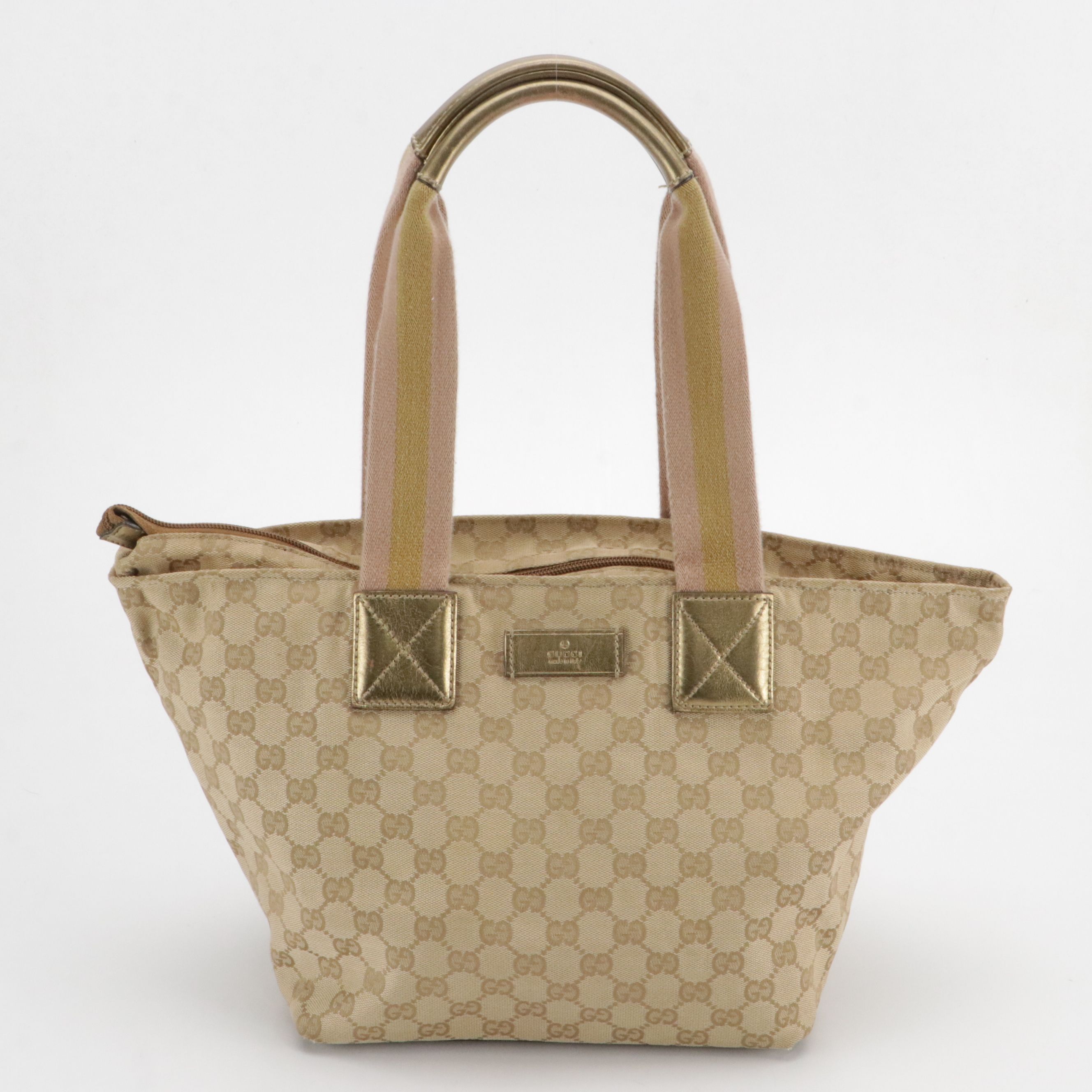 Gucci GG Jacquard Canvas and Metallic Leather Medium Tote Bag