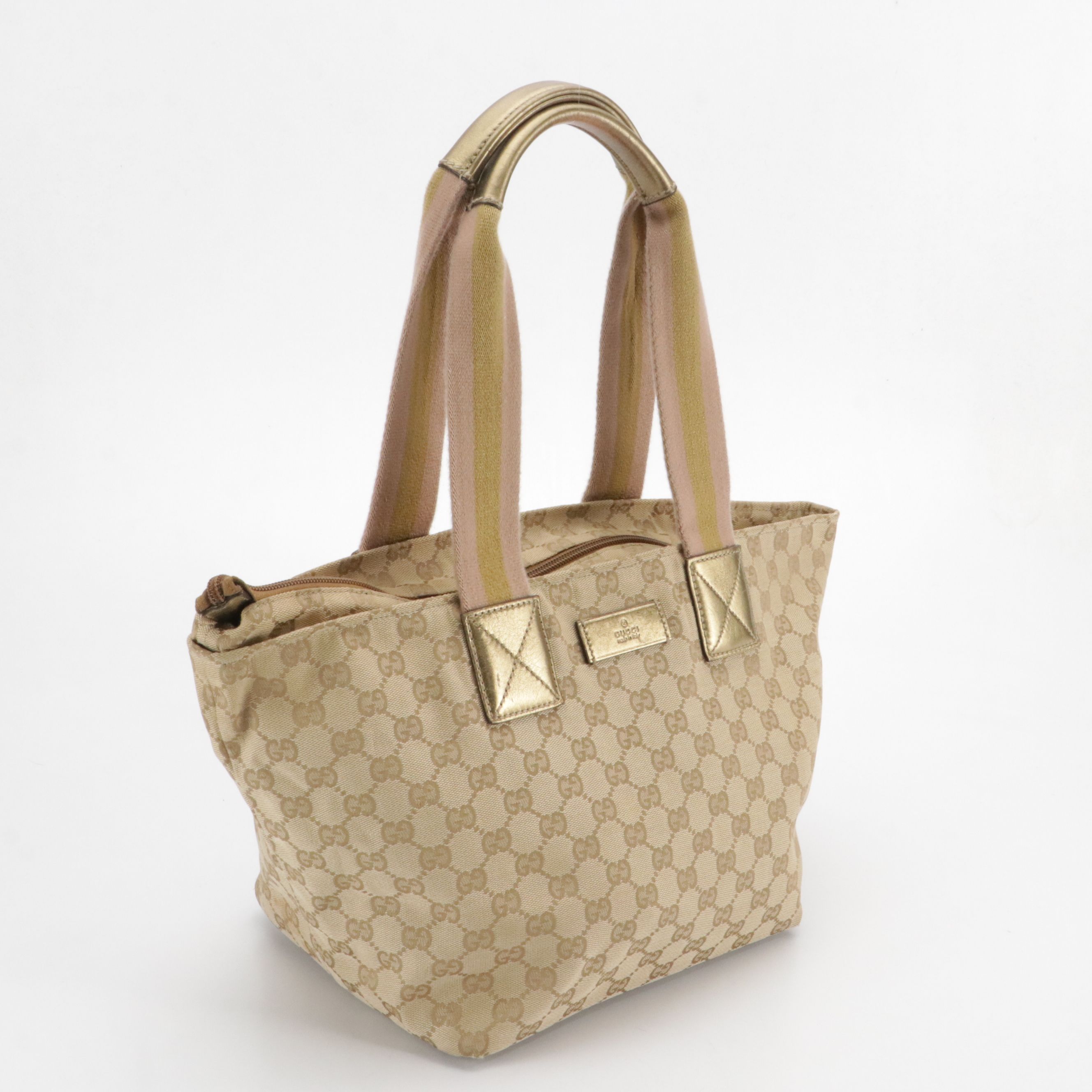 Gucci GG Jacquard Canvas and Metallic Leather Medium Tote Bag