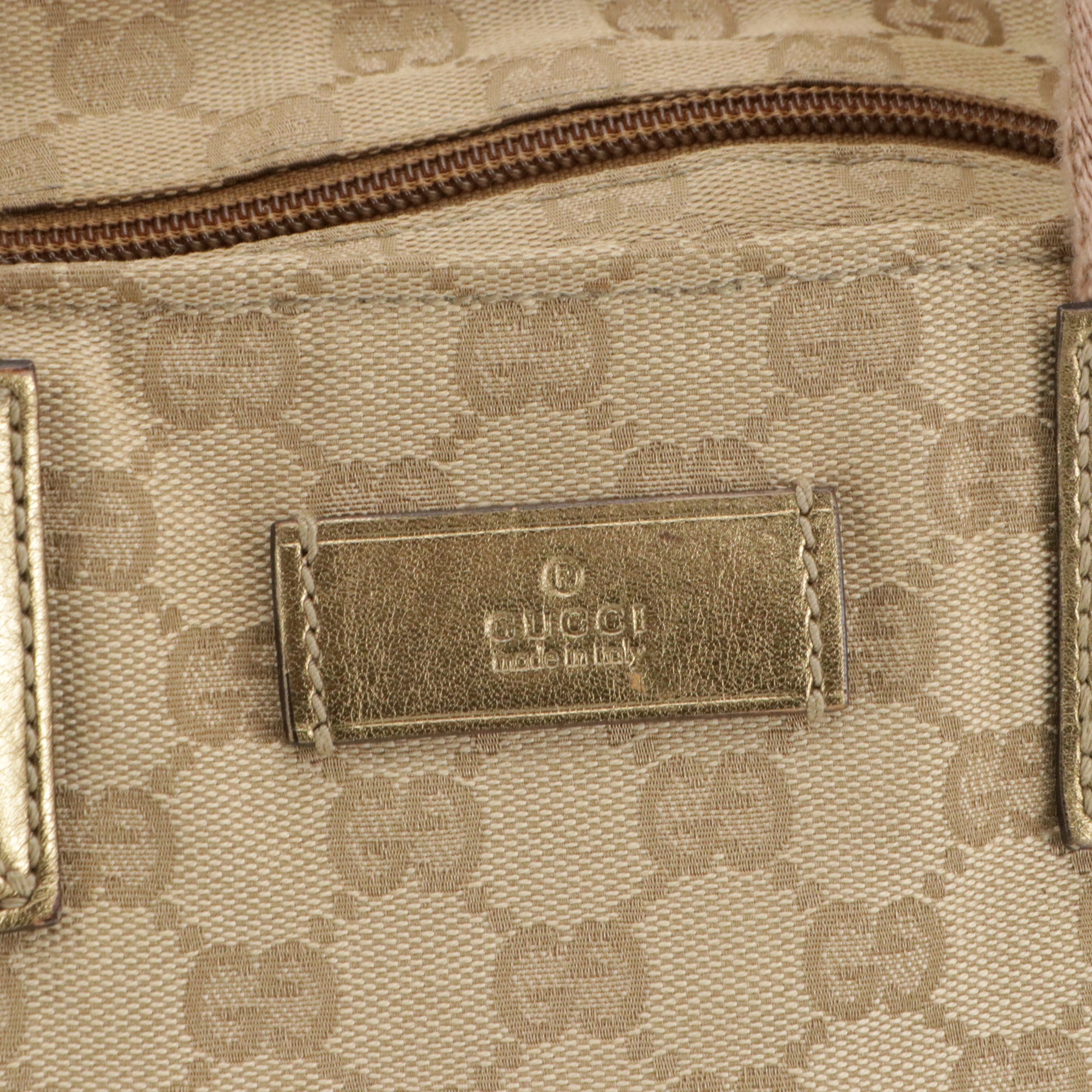 Gucci GG Jacquard Canvas and Metallic Leather Medium Tote Bag