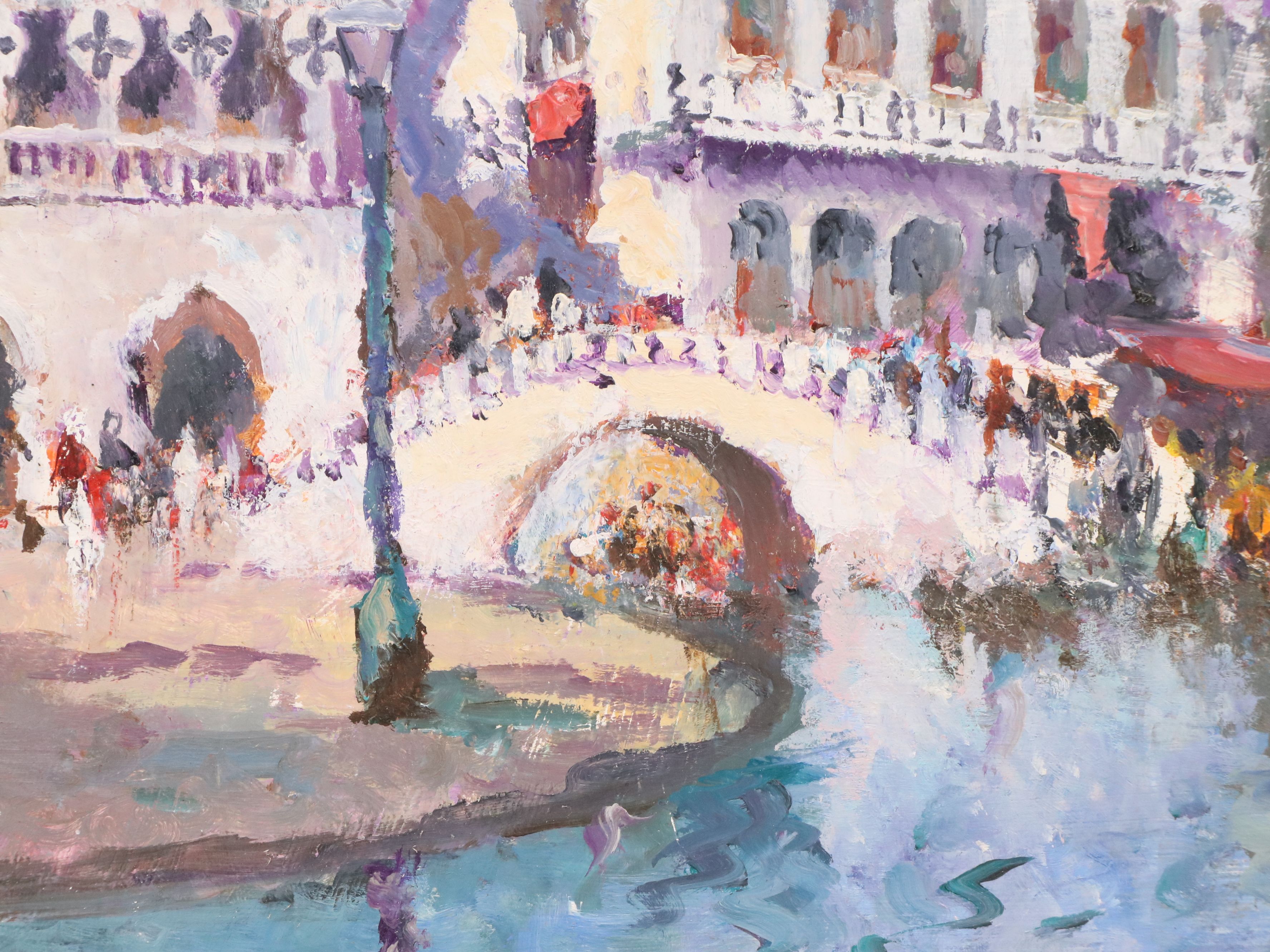 John Ambrose Impressionistic Oil Painting "Straw Bridge Venice"