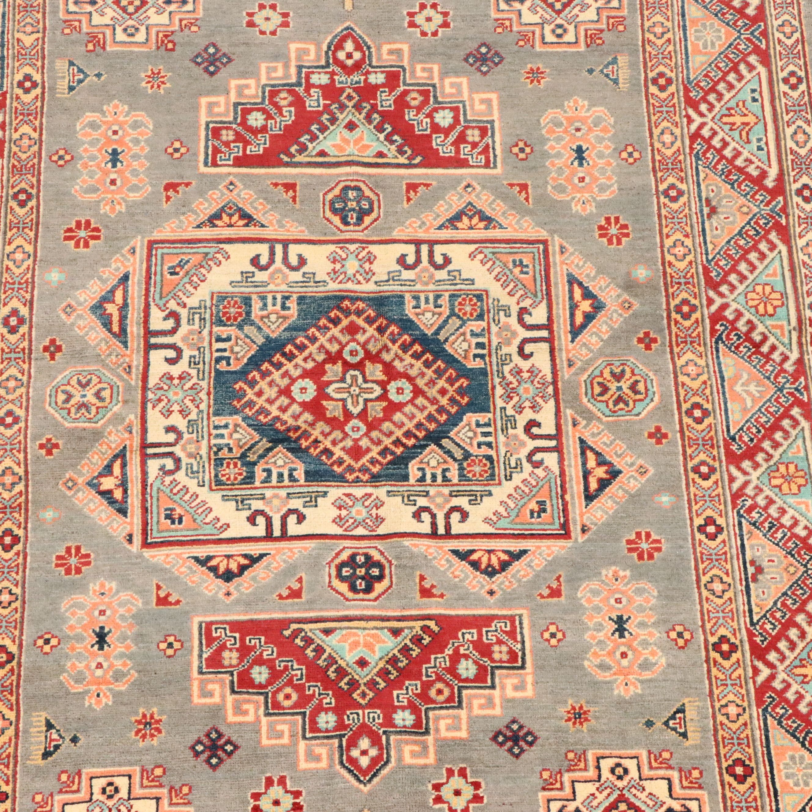 4'11 x 7'2 Hand-Knotted Afghan Kazak Area Rug