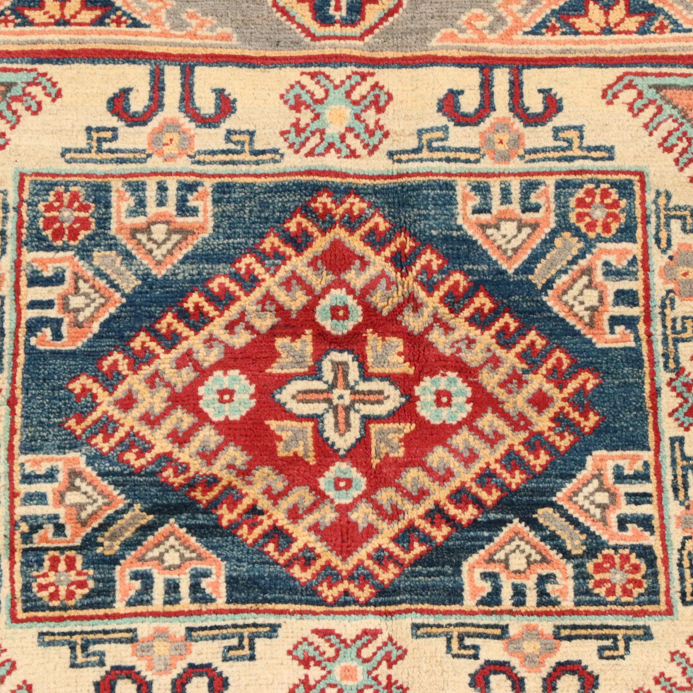 4'11 x 7'2 Hand-Knotted Afghan Kazak Area Rug