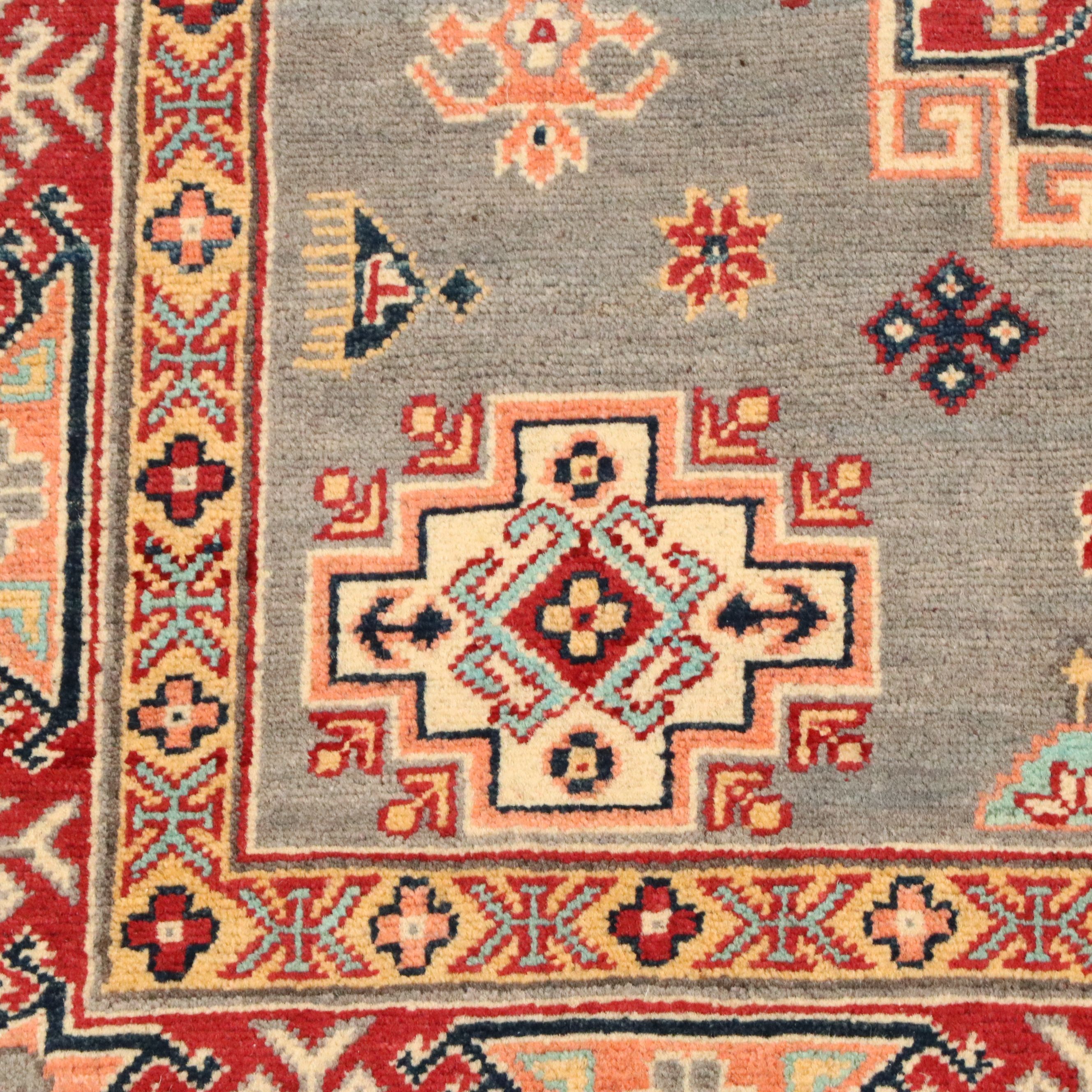 4'11 x 7'2 Hand-Knotted Afghan Kazak Area Rug