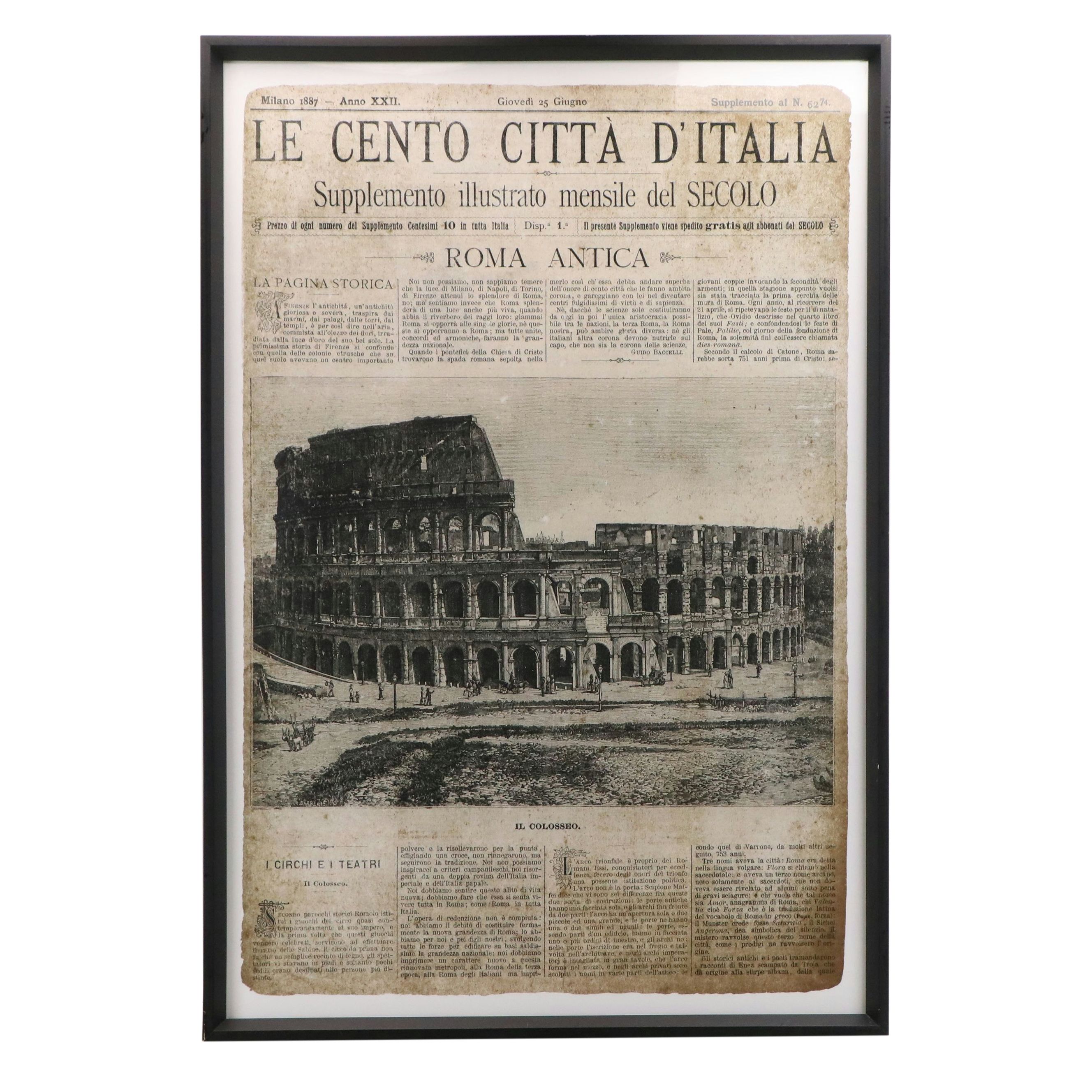 Pair of Large-Scale Giclées of Newspaper "Le Cento Città d'Italia," 21st Century