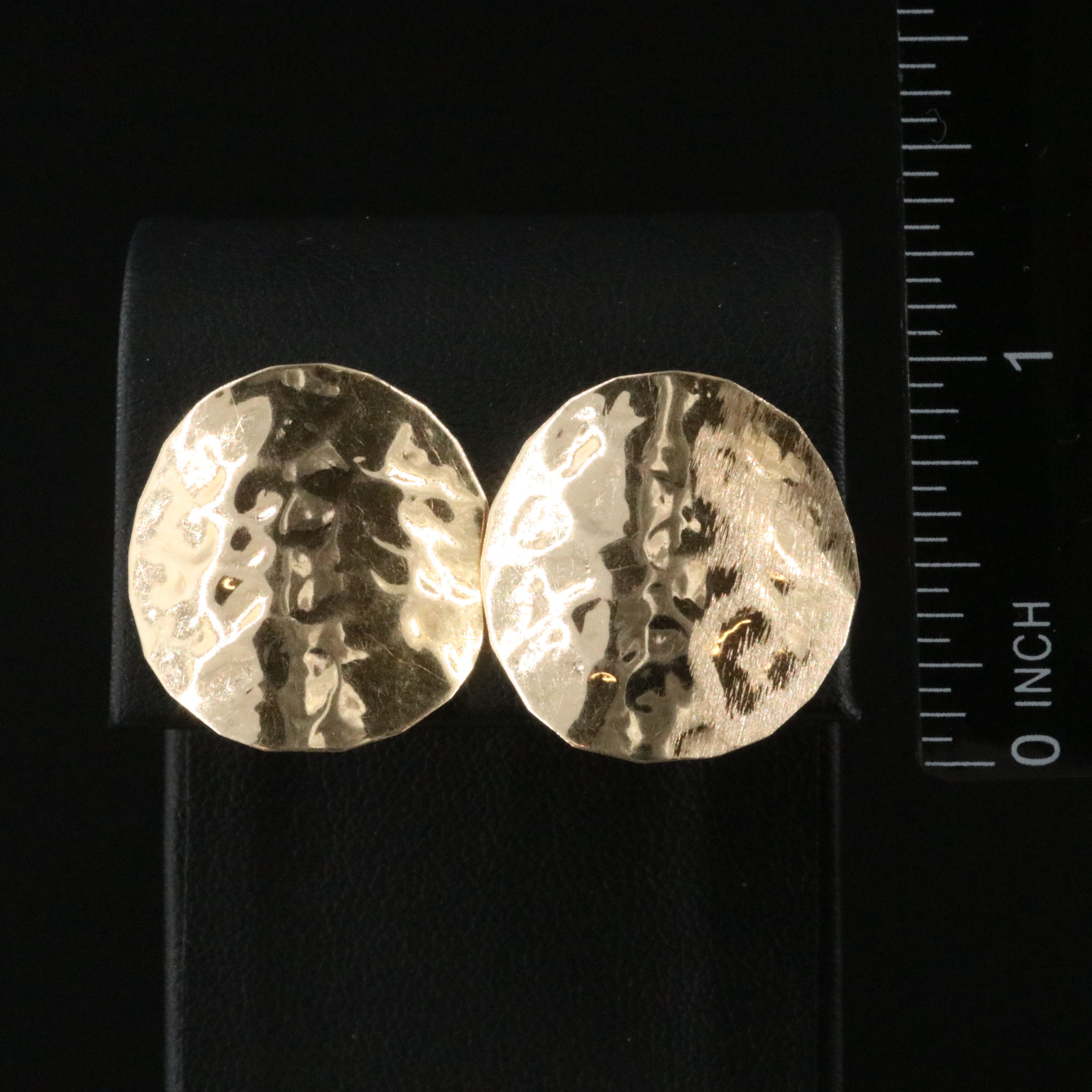 14K Hammered Disc Earrings