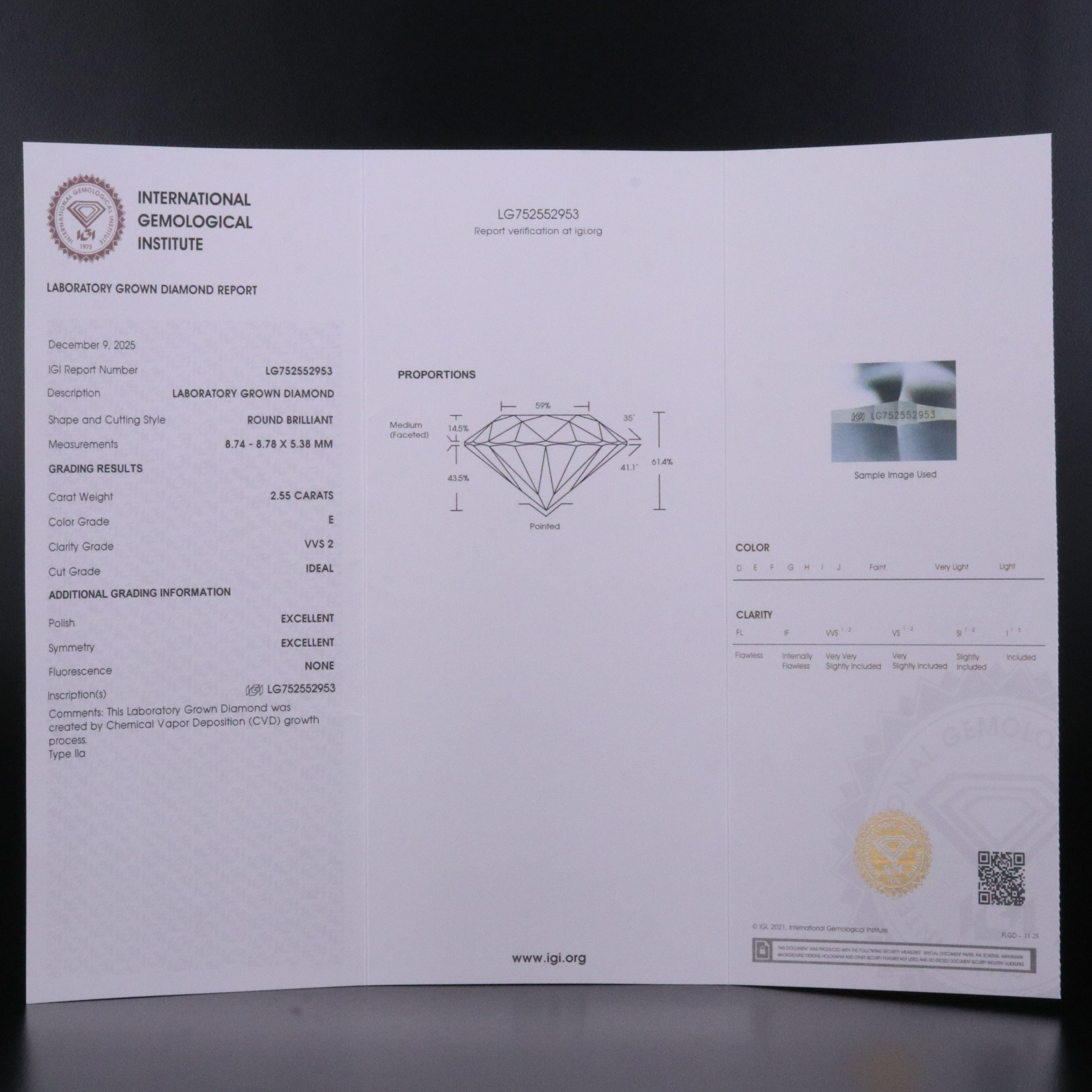 Platinum 5.09 CTW Lab Grown Diamond Stud Earrings with IGI Reports