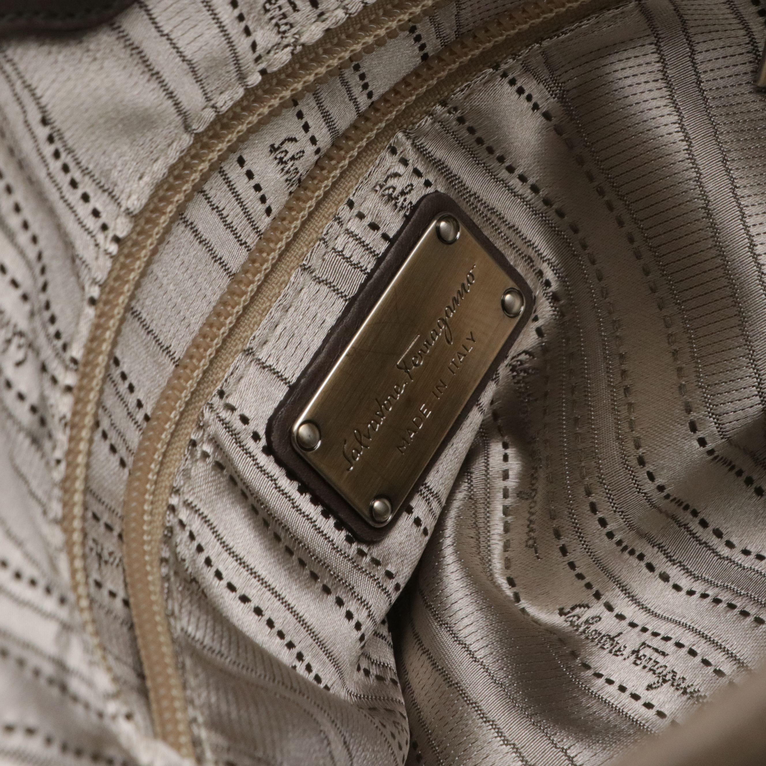 Salvatore Ferragamo Gancini Bubble Quilted Handbag in Grey Leather