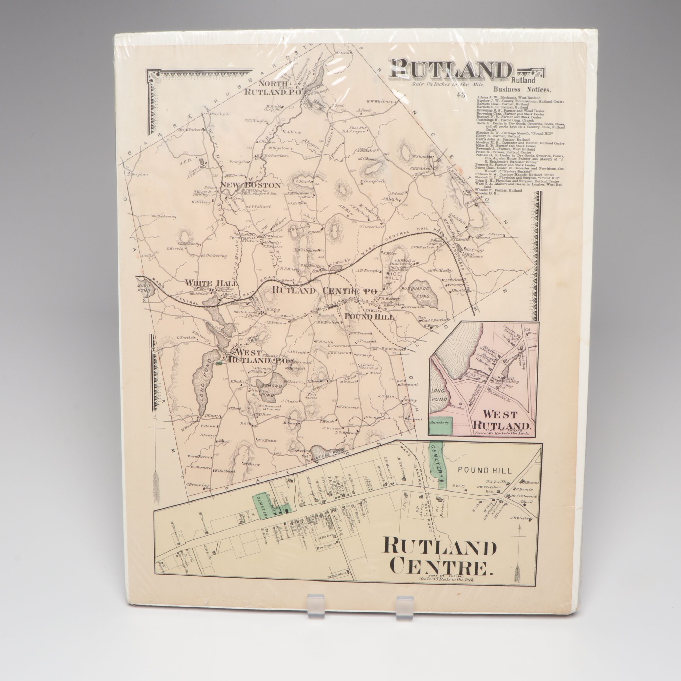 F.W. Beers "Worcester County Massachusetts" Hand-Colored Engraved Maps, 1870