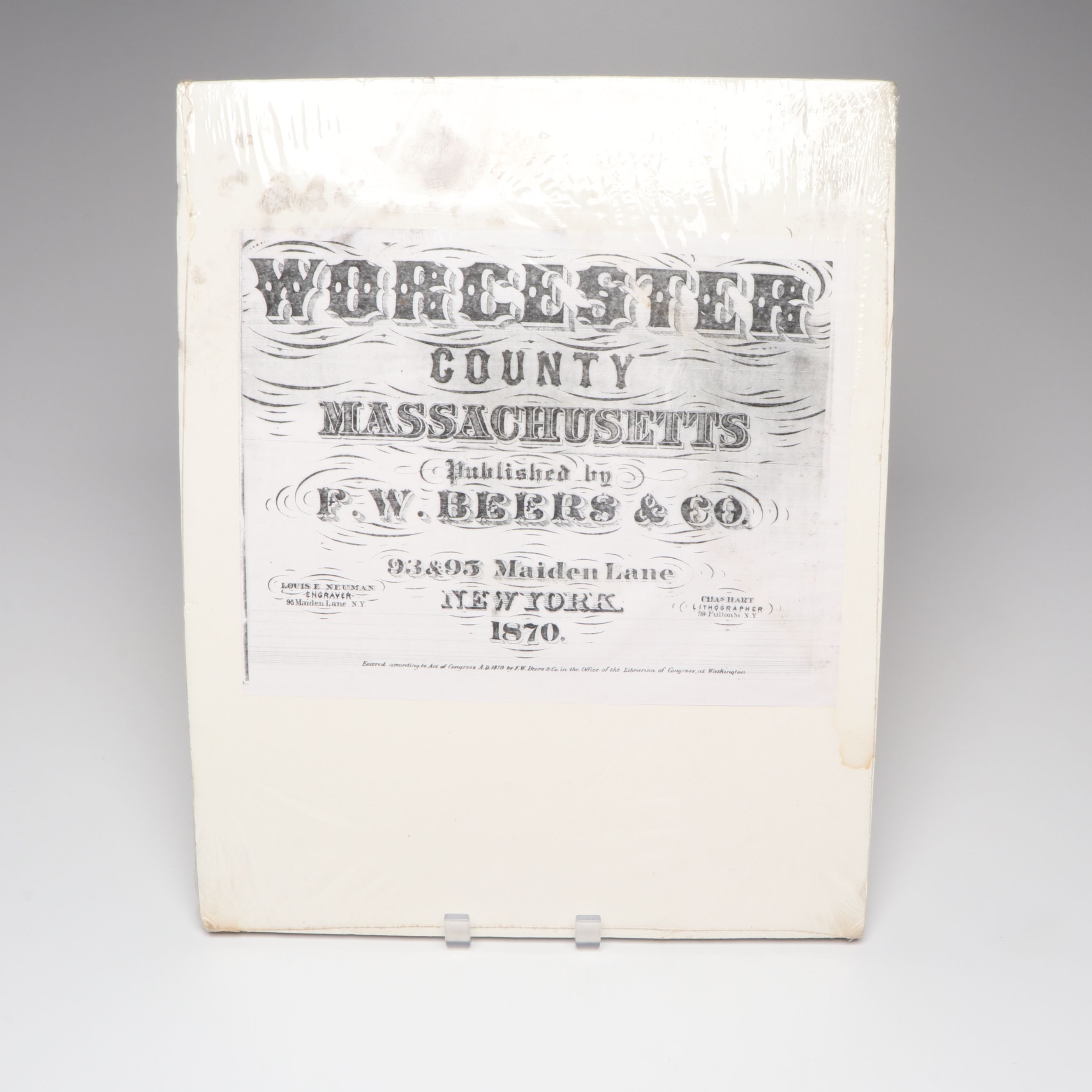 F.W. Beers "Worcester County Massachusetts" Hand-Colored Engraved Maps, 1870