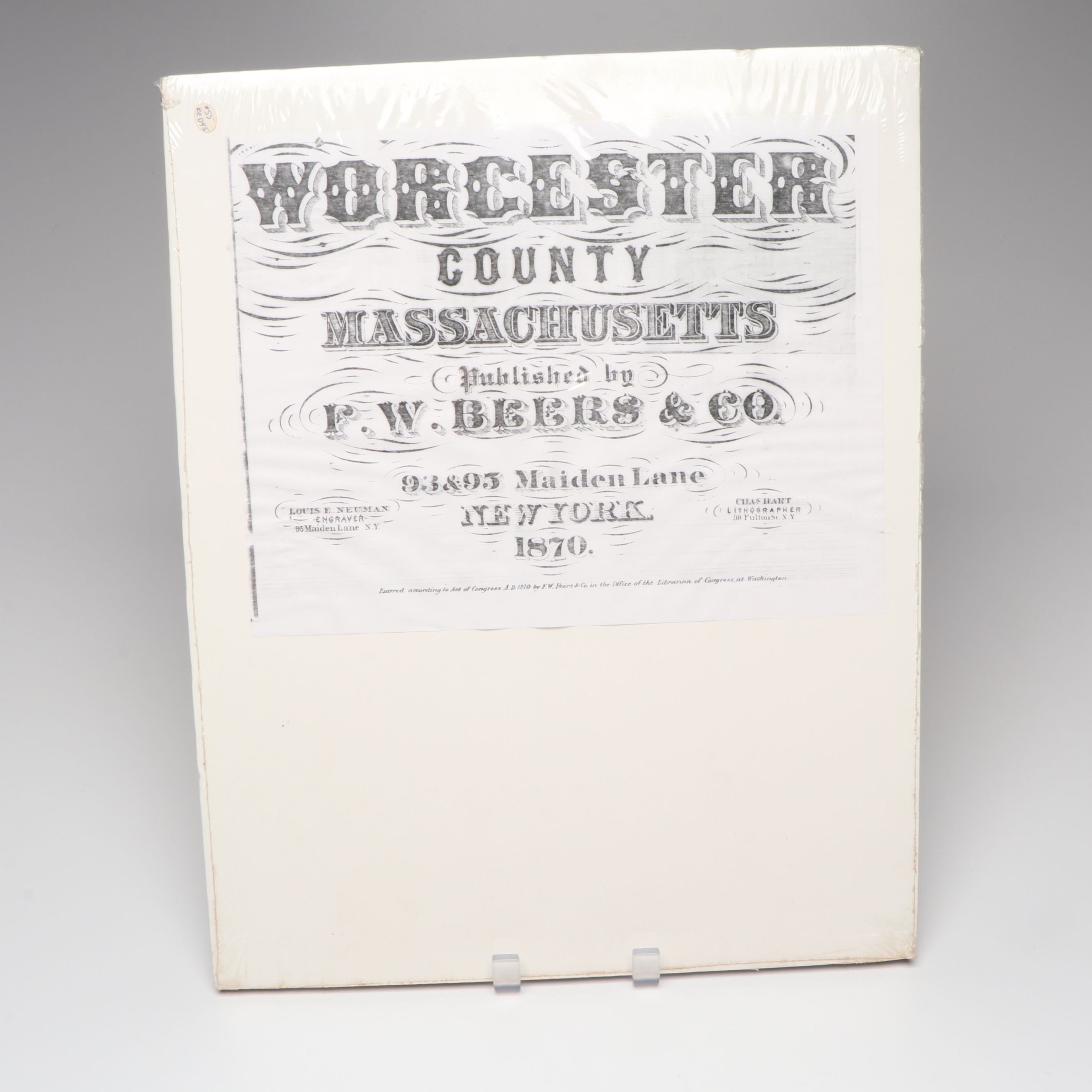 F.W. Beers "Worcester County Massachusetts" Hand-Colored Engraved Maps, 1870