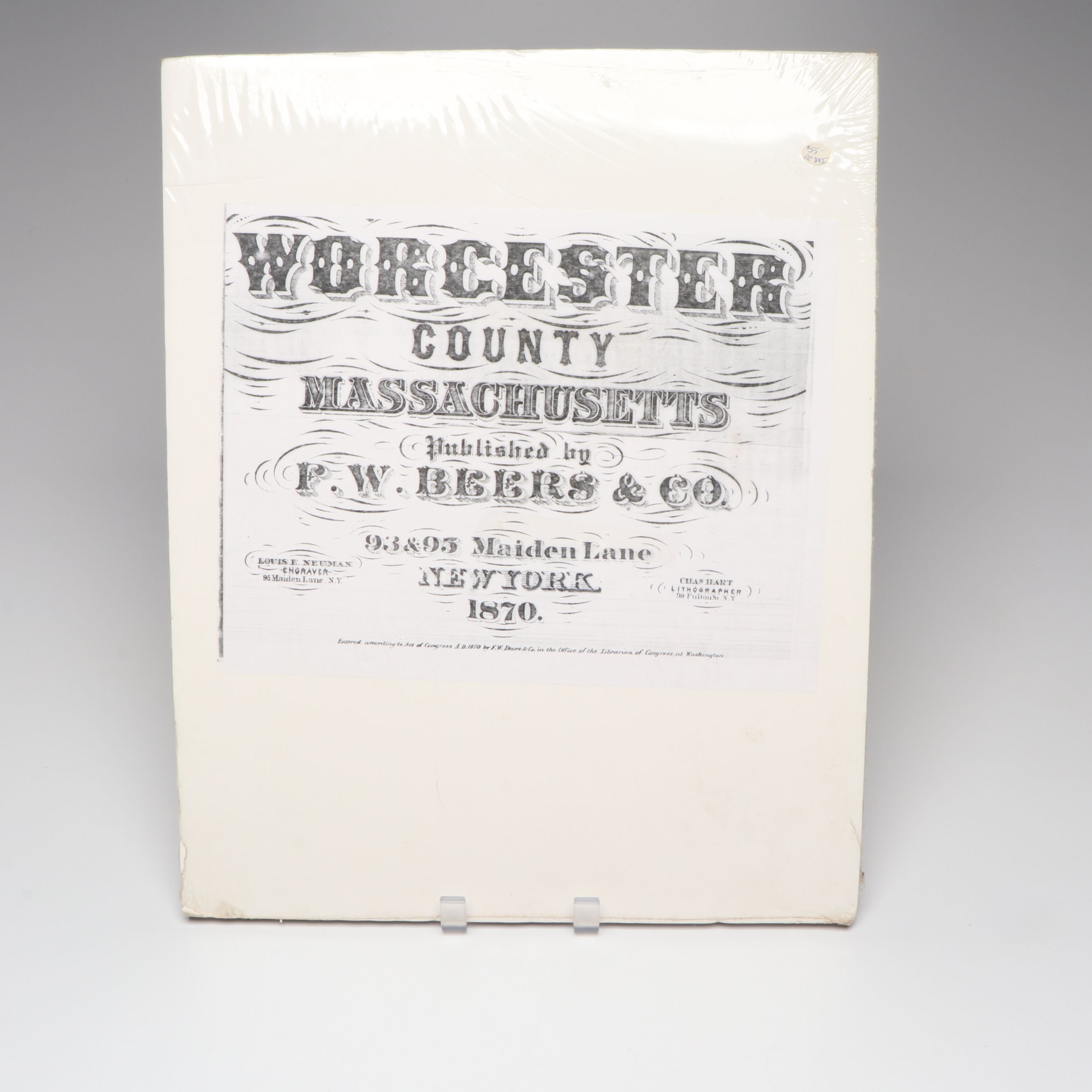 F.W. Beers "Worcester County Massachusetts" Hand-Colored Engraved Maps, 1870