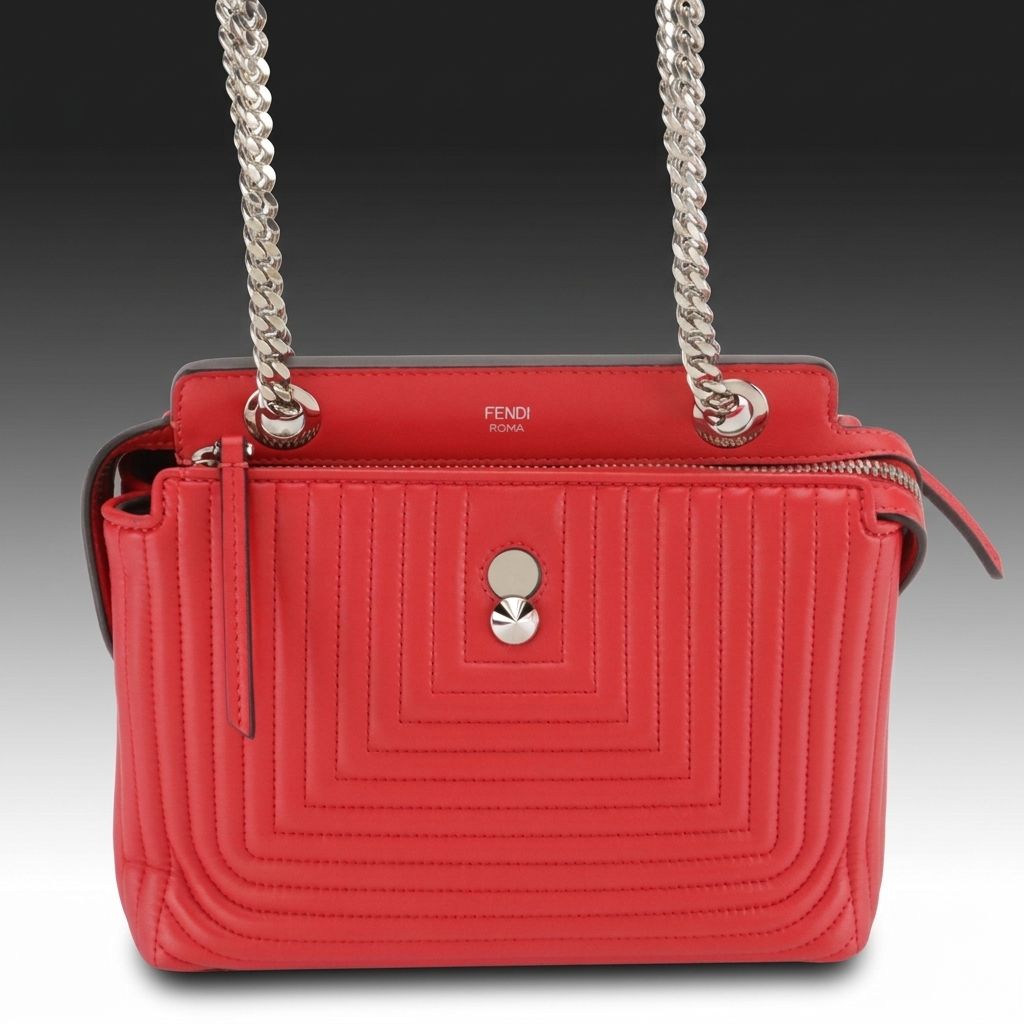 Fendi Small DotCom Click Convertible Bag in Red Matelassé Leather