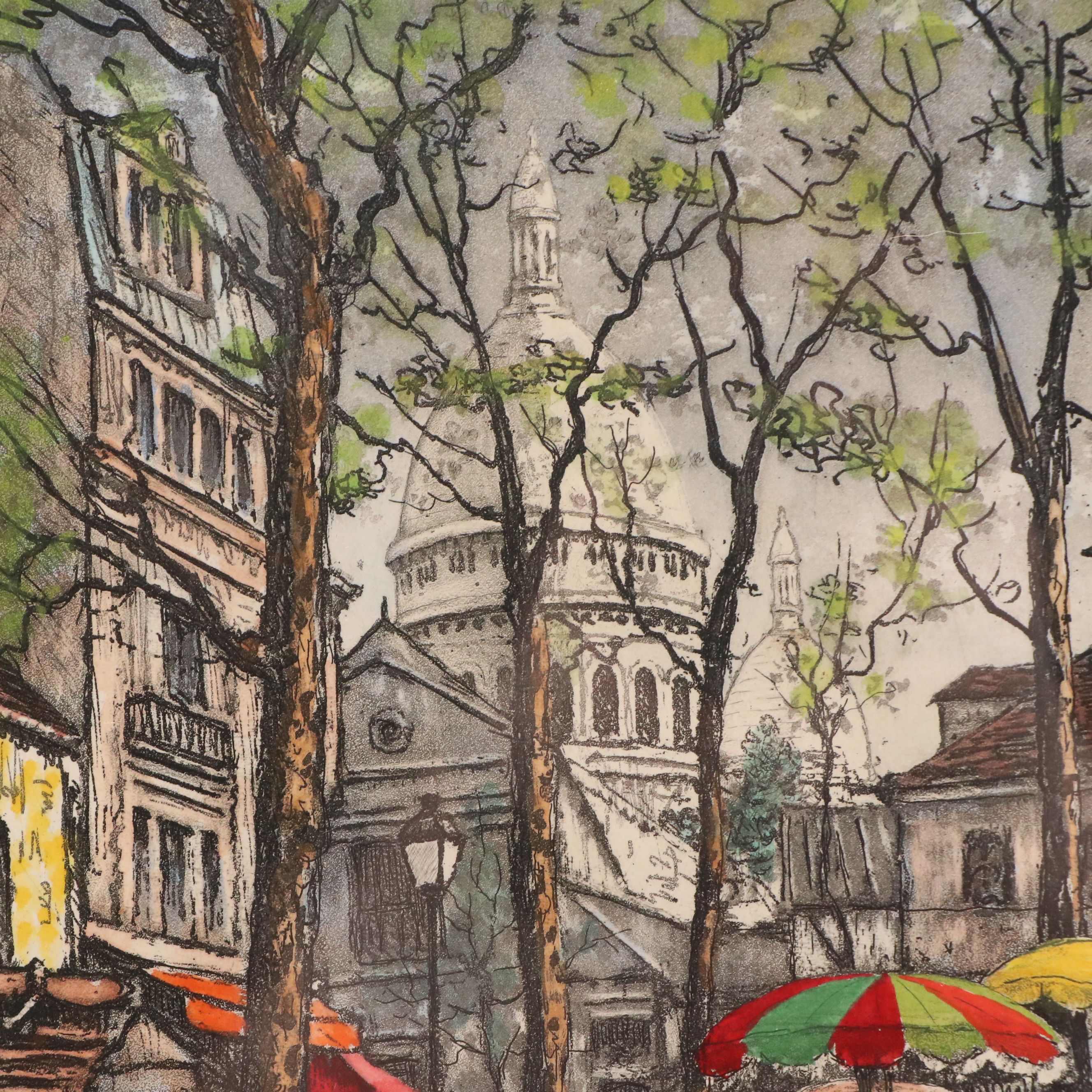 Maurice Jacque Hand-Colored Parisian Etching with Aquatint, 1957