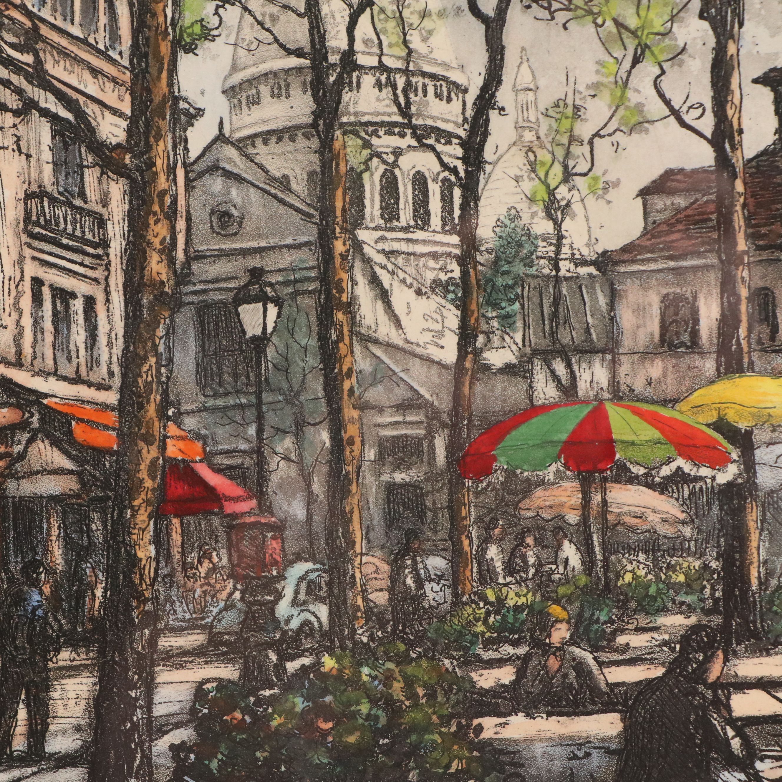 Maurice Jacque Hand-Colored Parisian Etching with Aquatint, 1957