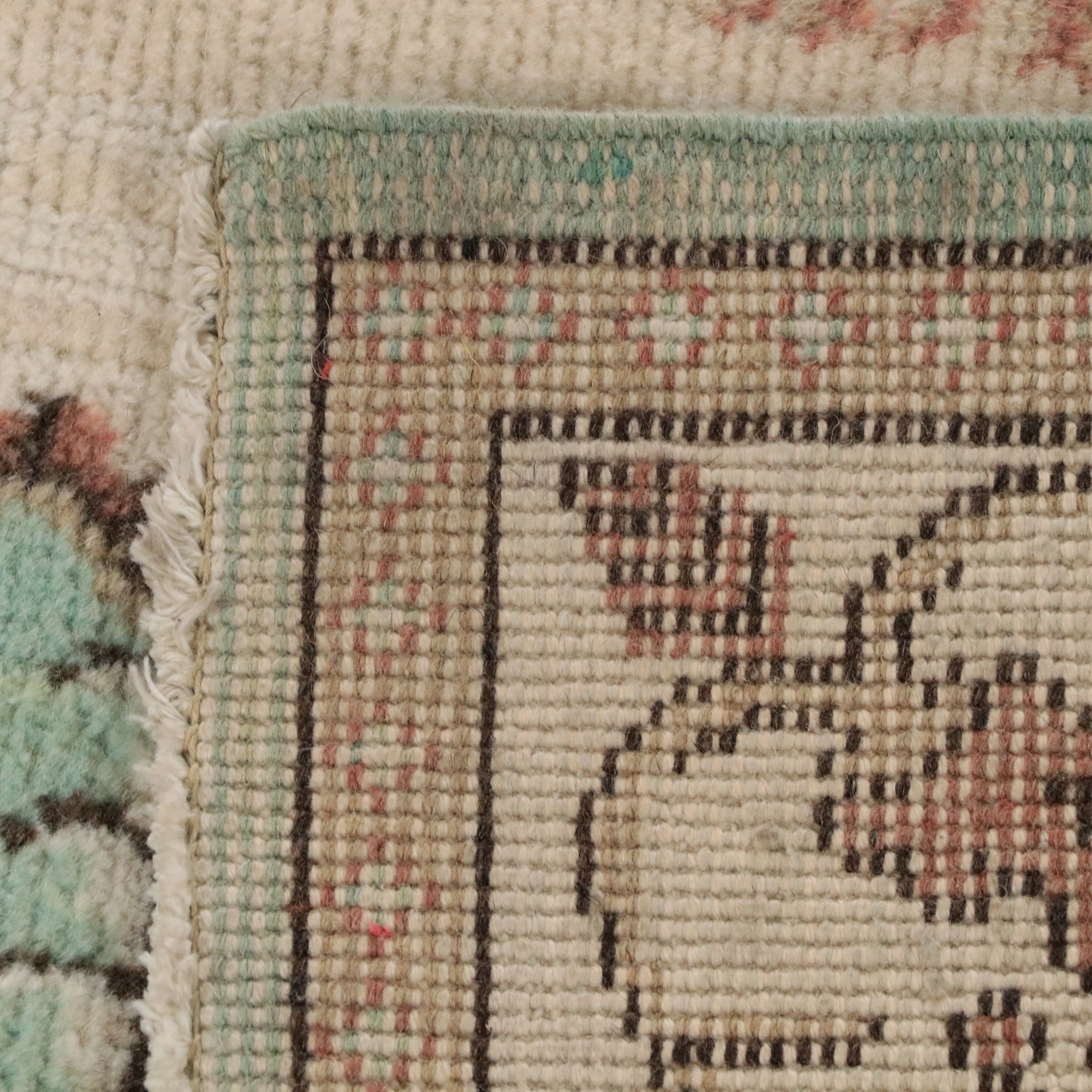 3'11 x 6'11 Hand-Knotted Turkish Anatolian Garden Medallion Area Rug