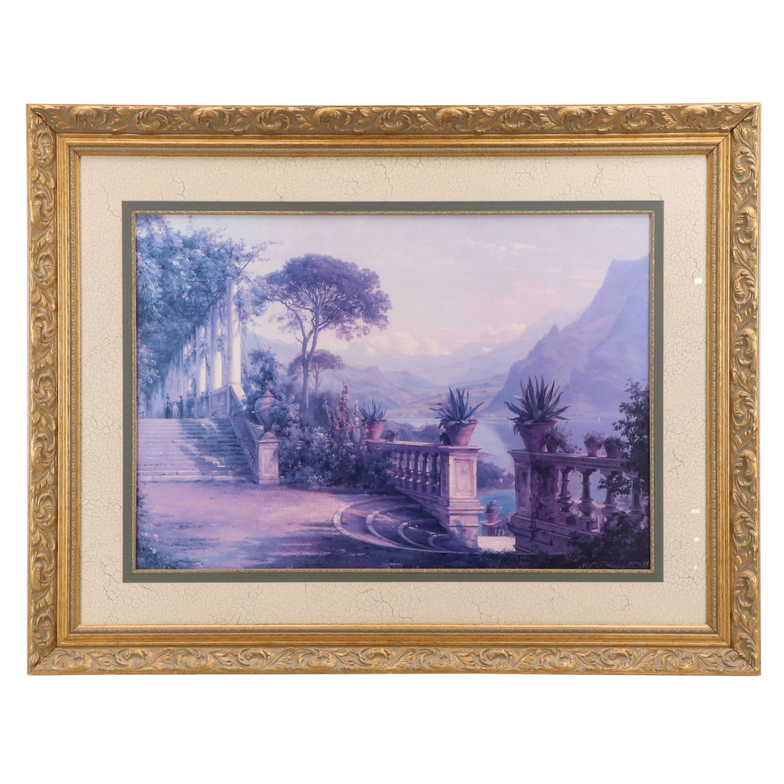 After Carl Frederick Aagaard Offset Lithograph "The Lodge on Lake Como," 20th C.