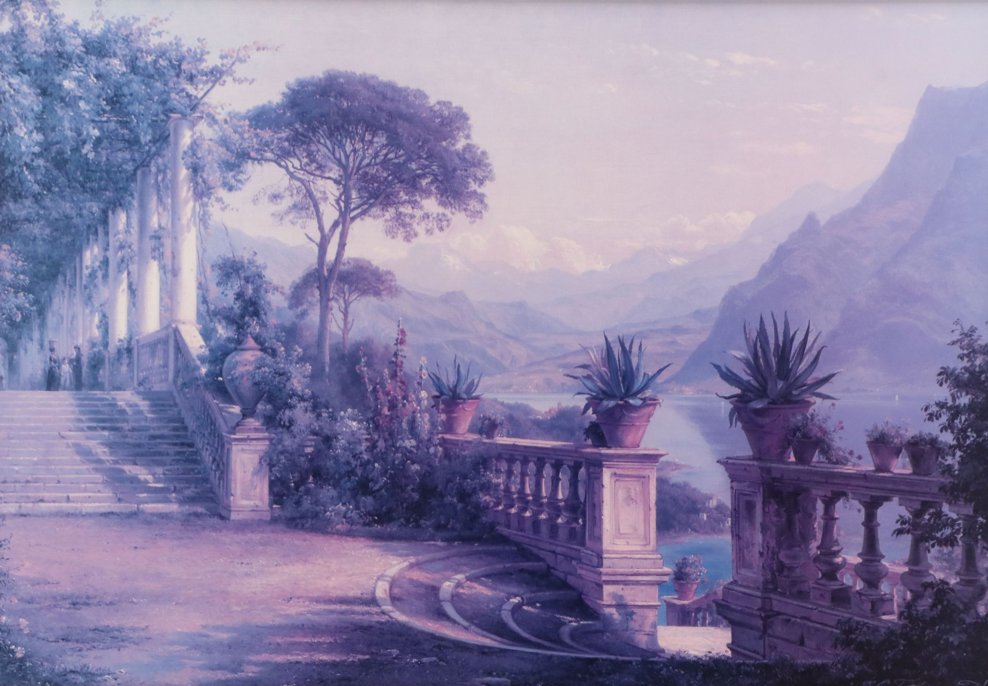 After Carl Frederick Aagaard Offset Lithograph "The Lodge on Lake Como," 20th C.