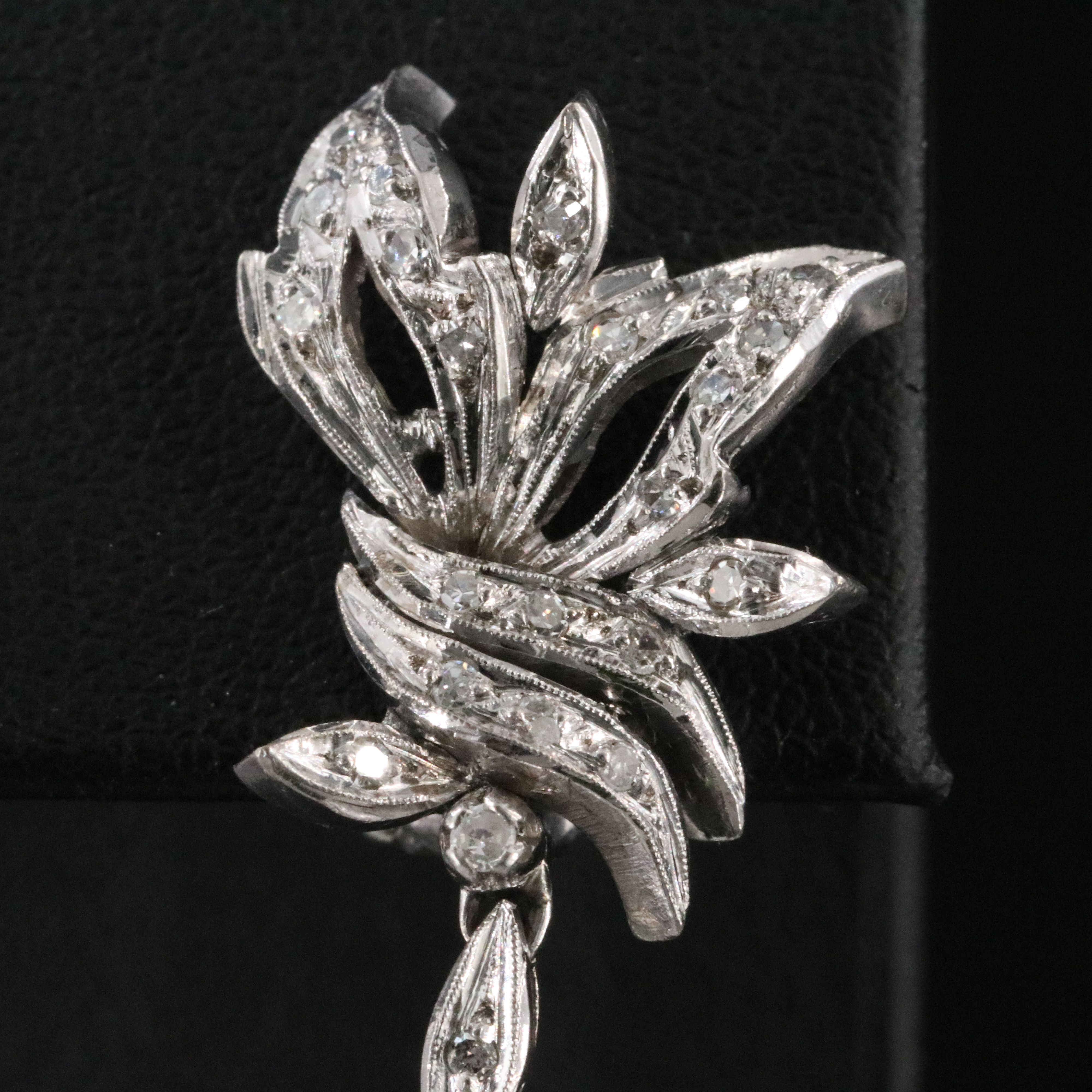 Post War Silver Palladium Alloy Lapis Lazuli and Diamond Dangle Earrings