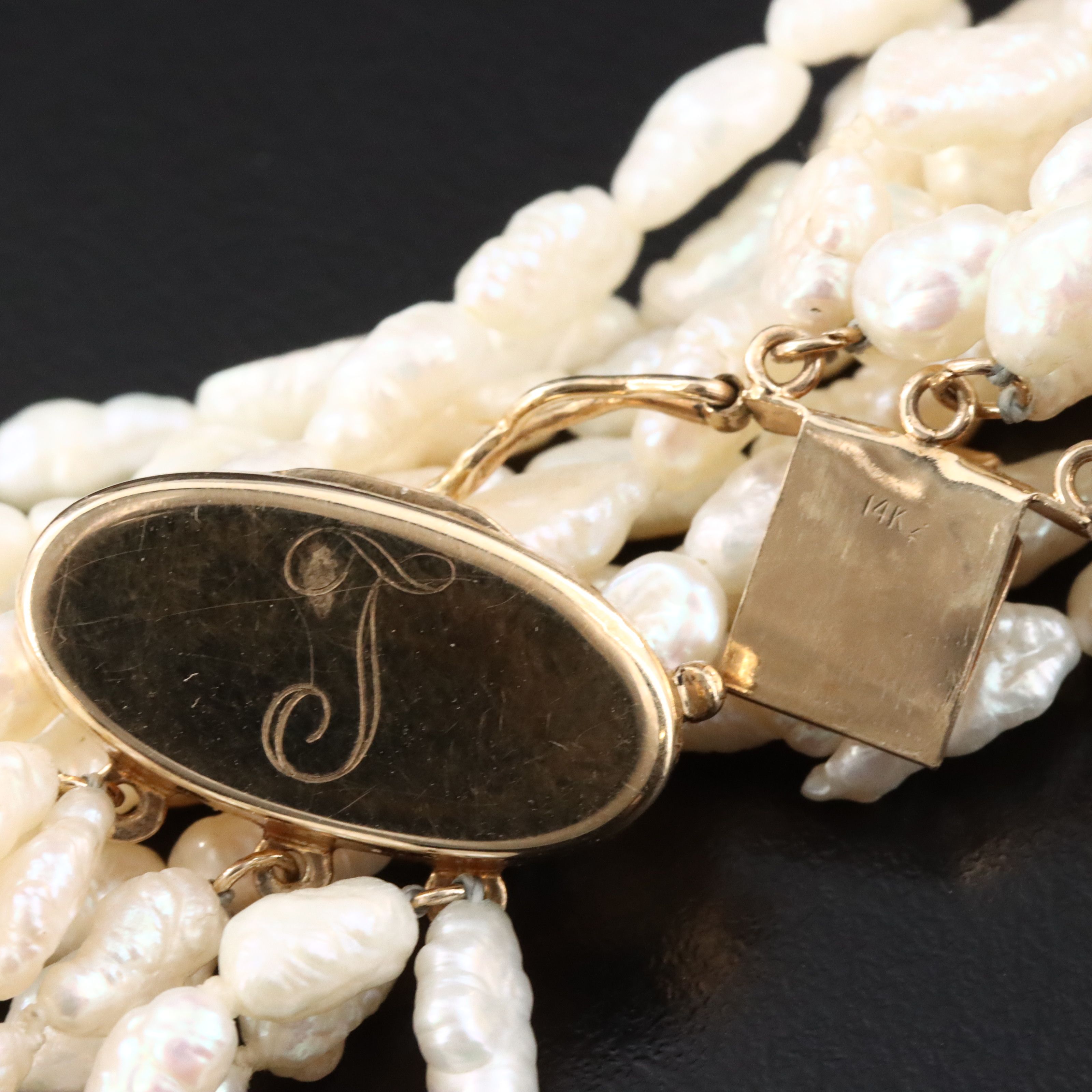 Pearl Eight Strand Necklace with 14K Clasp