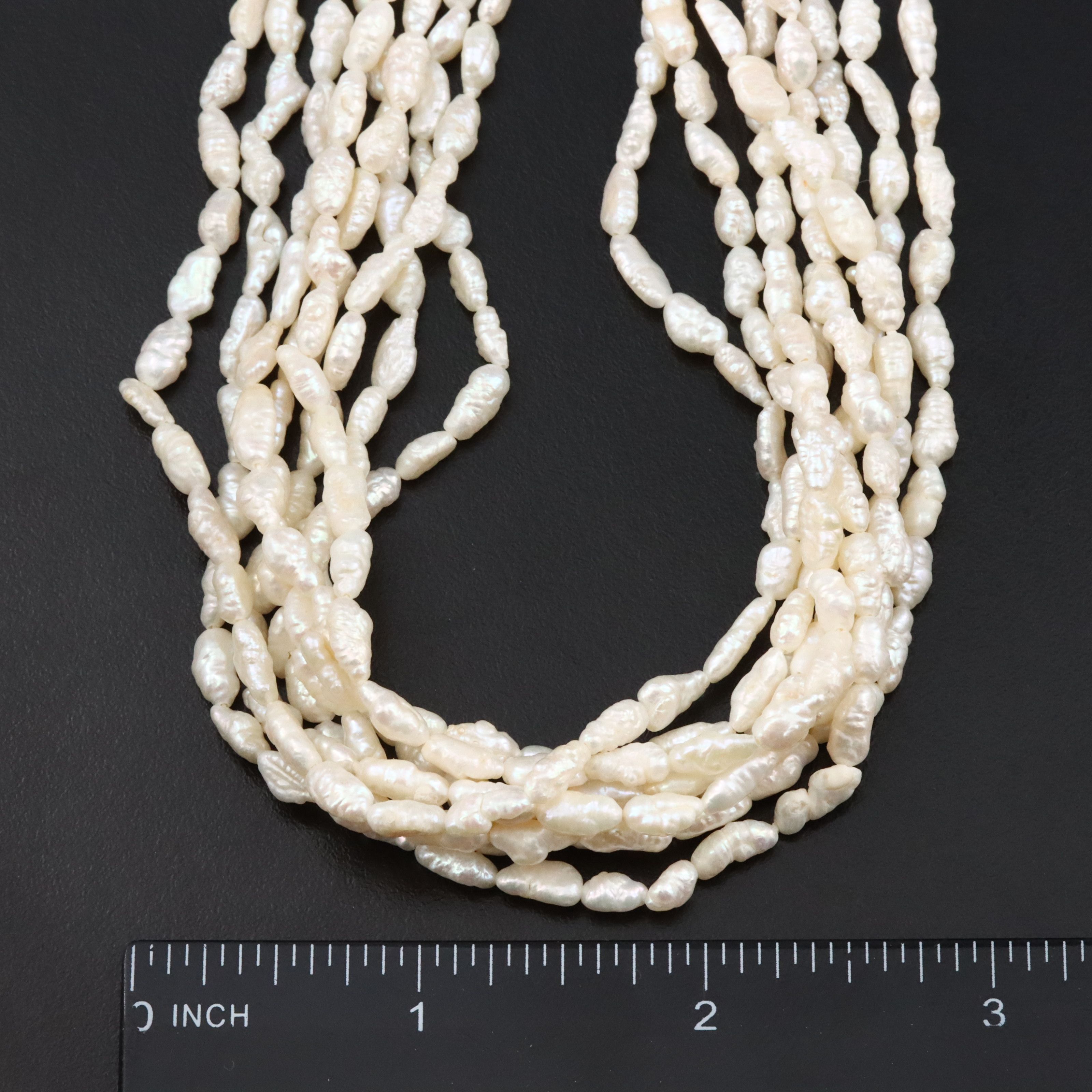 Pearl Eight Strand Necklace with 14K Clasp
