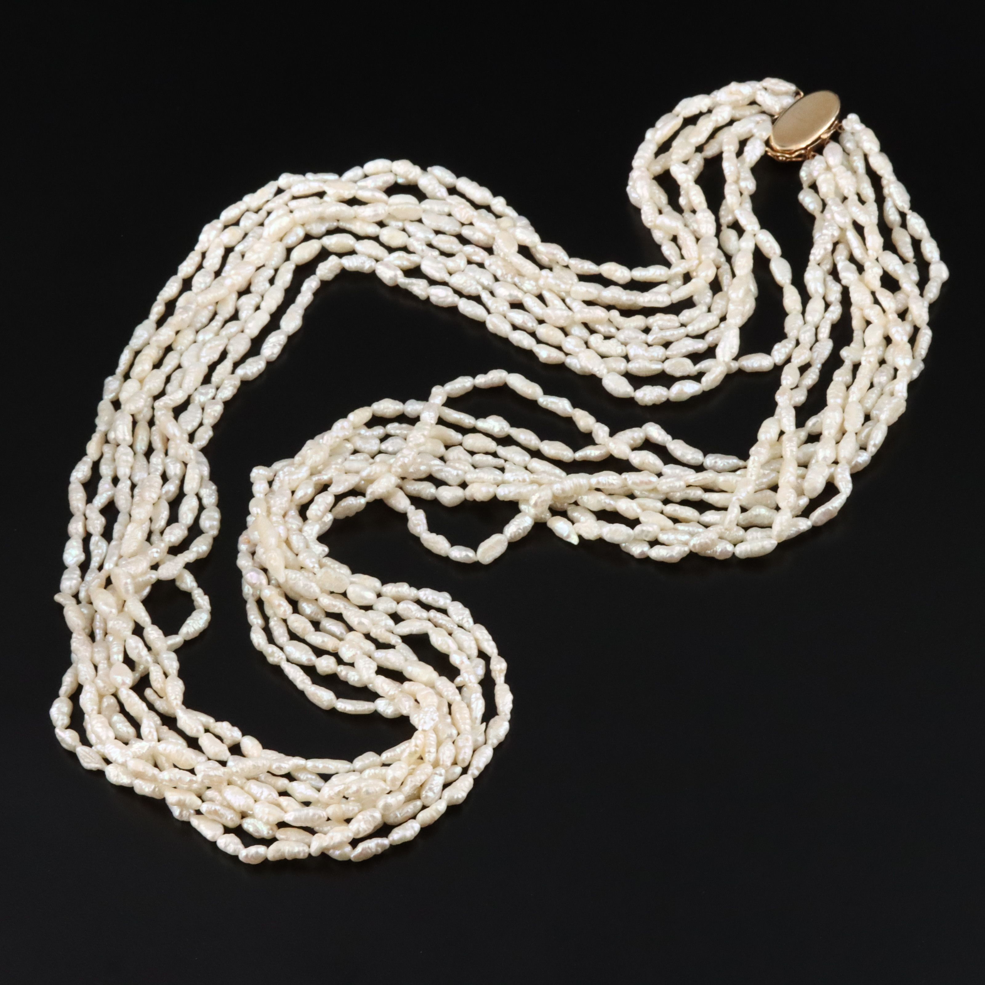 Pearl Eight Strand Necklace with 14K Clasp