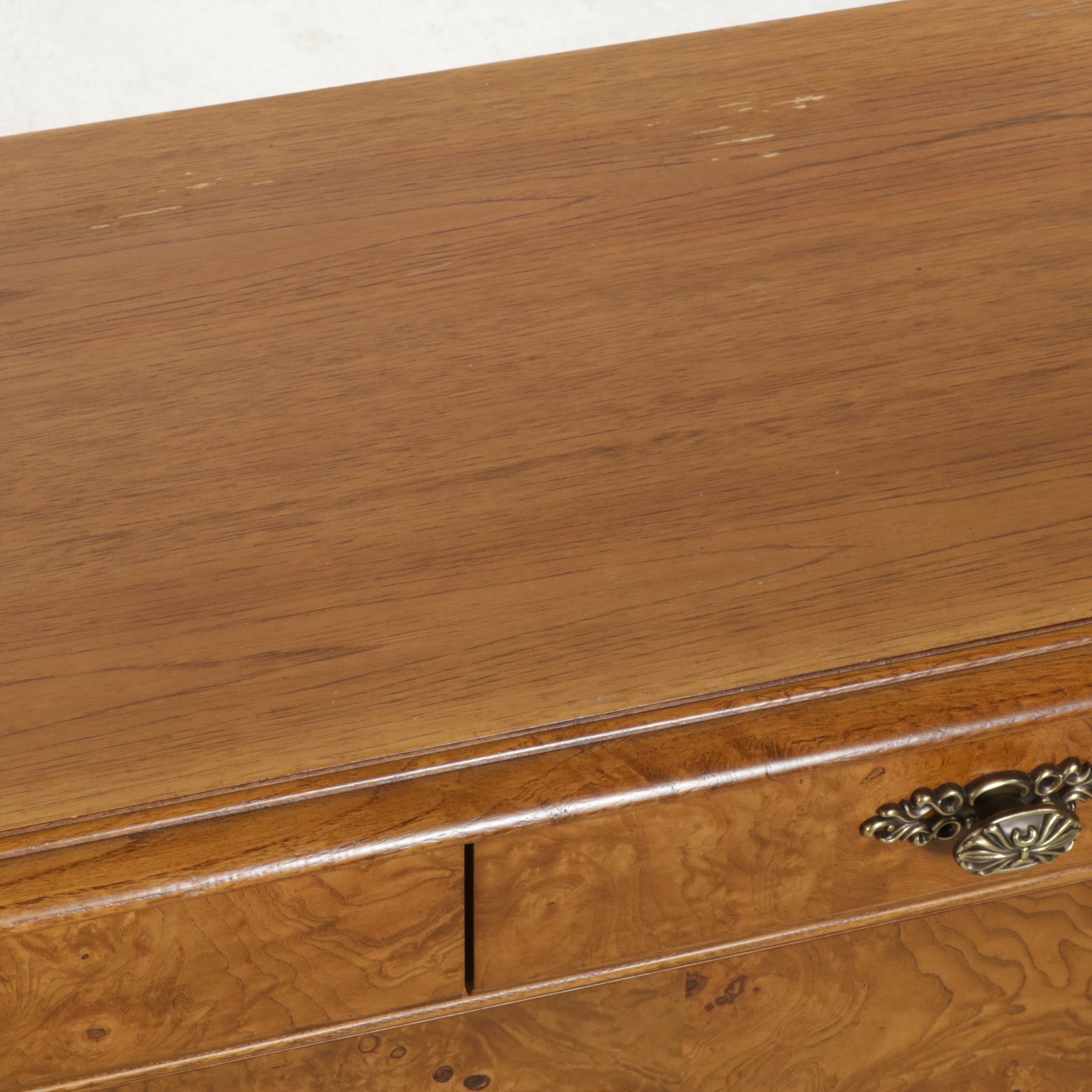 American Drew Empire Style Burl Walnut Veneer Dresser