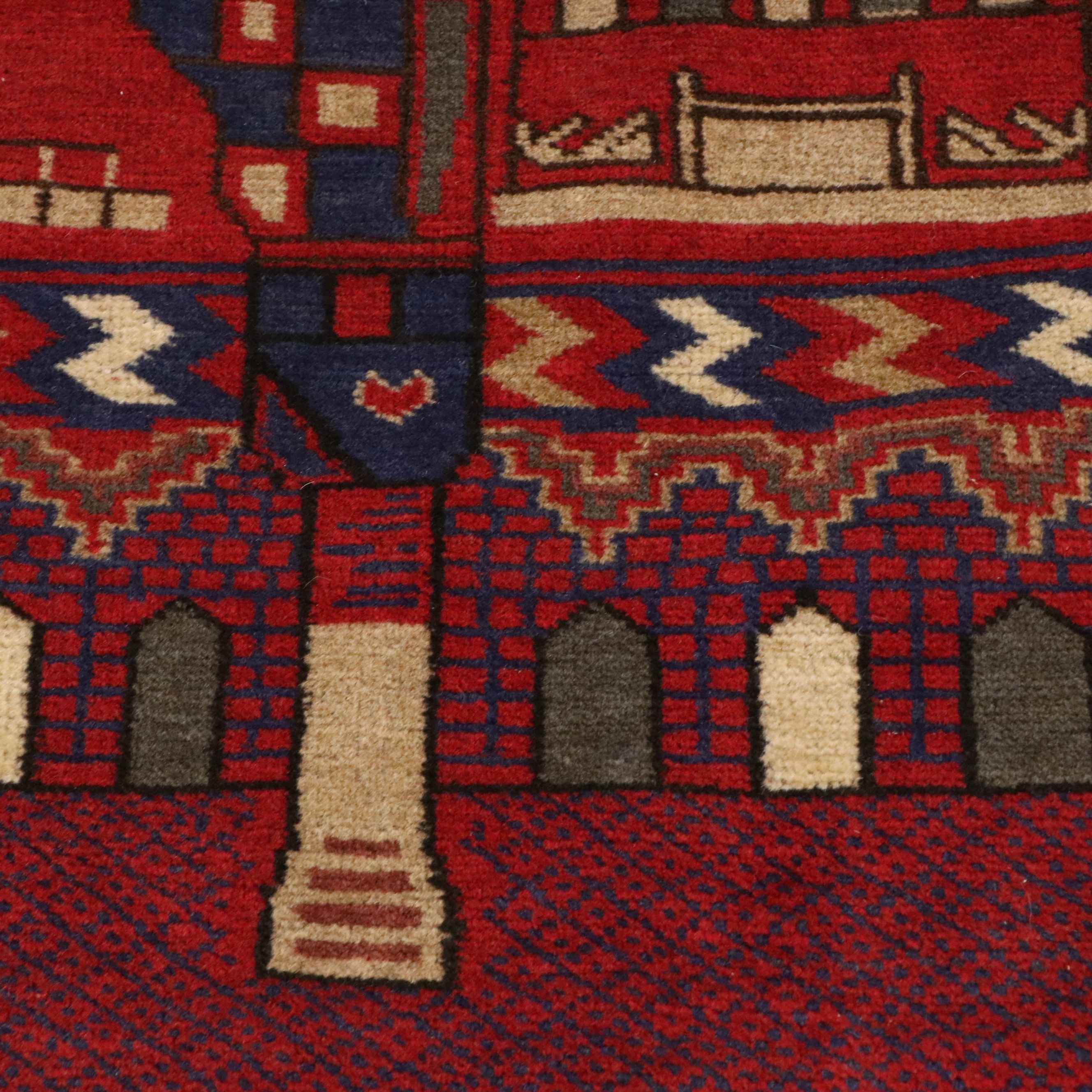 2'11 x 4'7 Hand-Knotted Afghan Baluch Prayer Rug