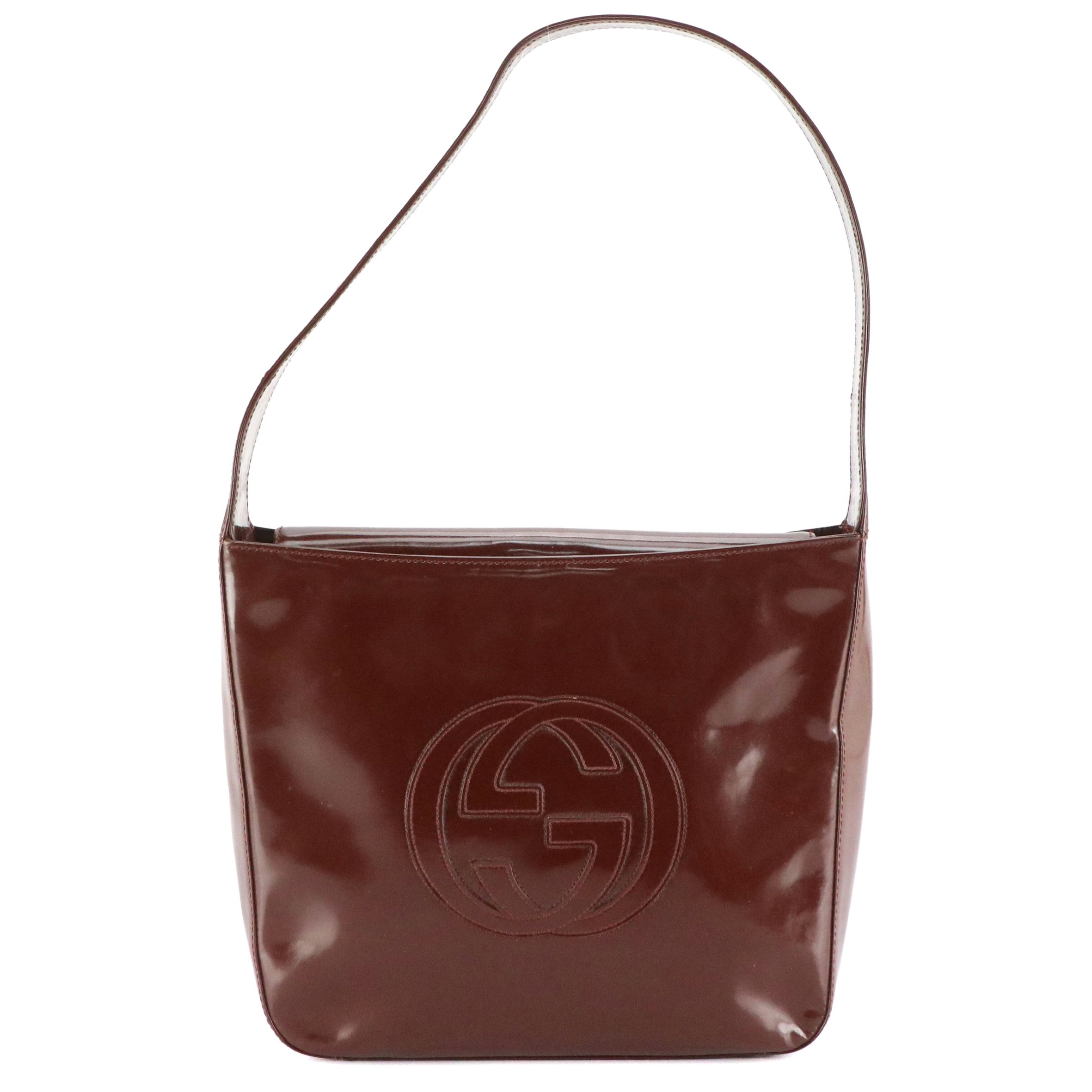 Gucci Interlocking G Hobo Shoulder Bag in Burgundy Patent Leather