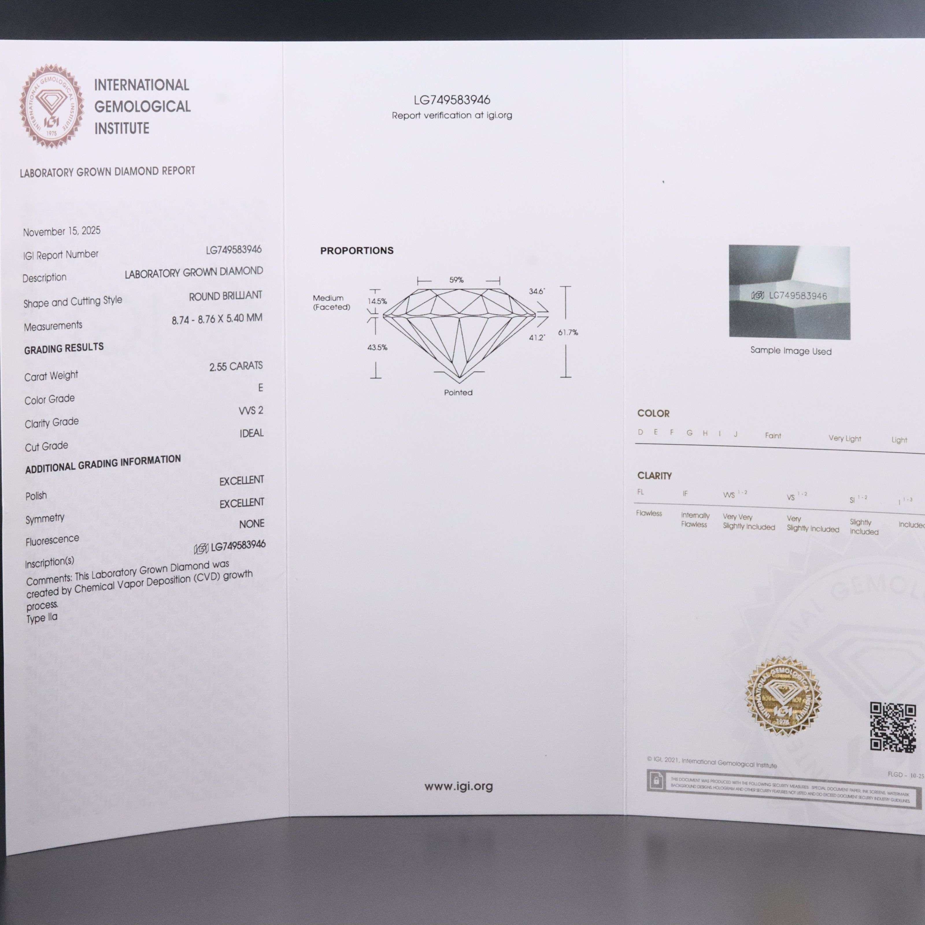 18K 5.10 CTW Lab Grown Diamond Stud Earrings with IGI Reports