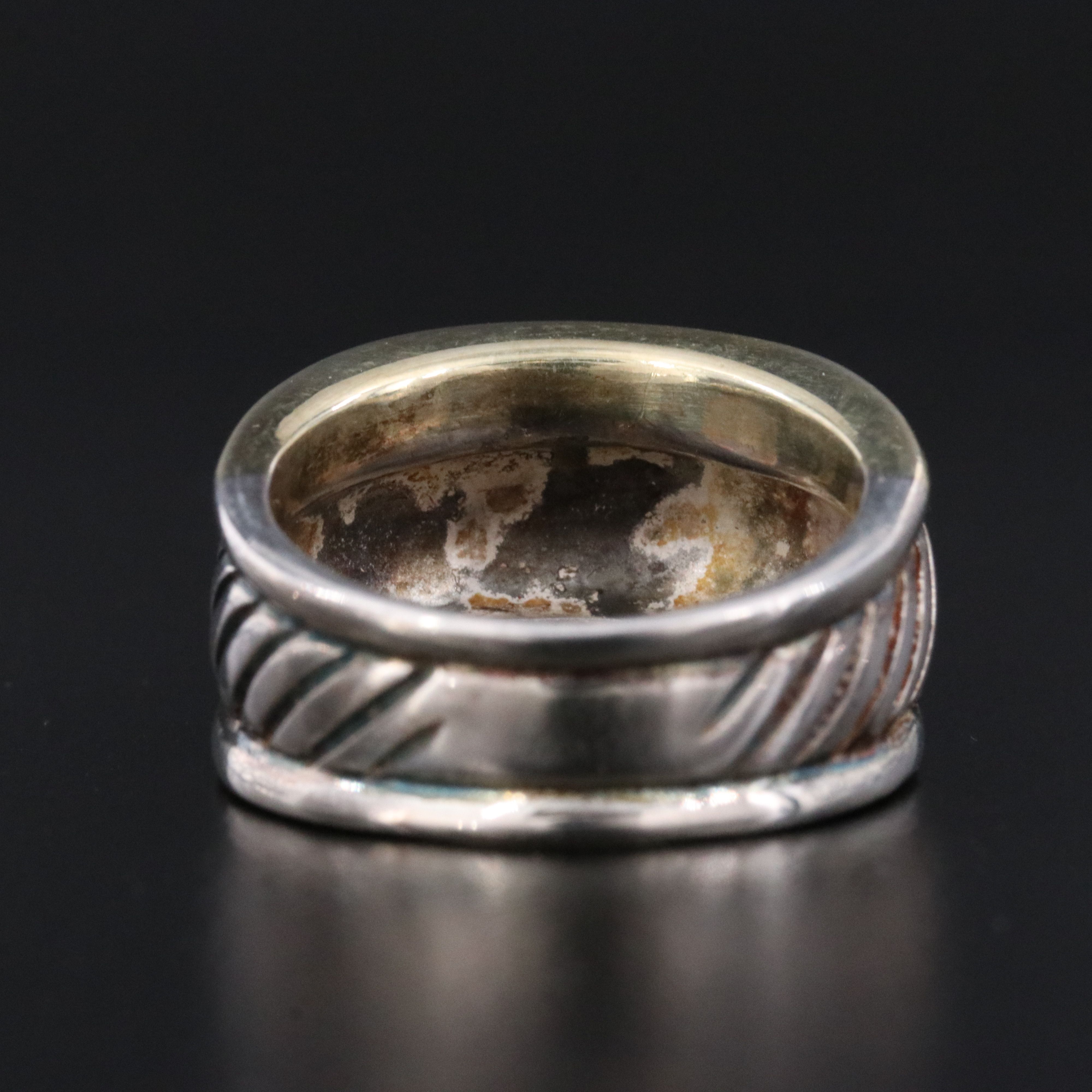 David Yurman Sterling and 14K Classic Cable Cigar Band Ring