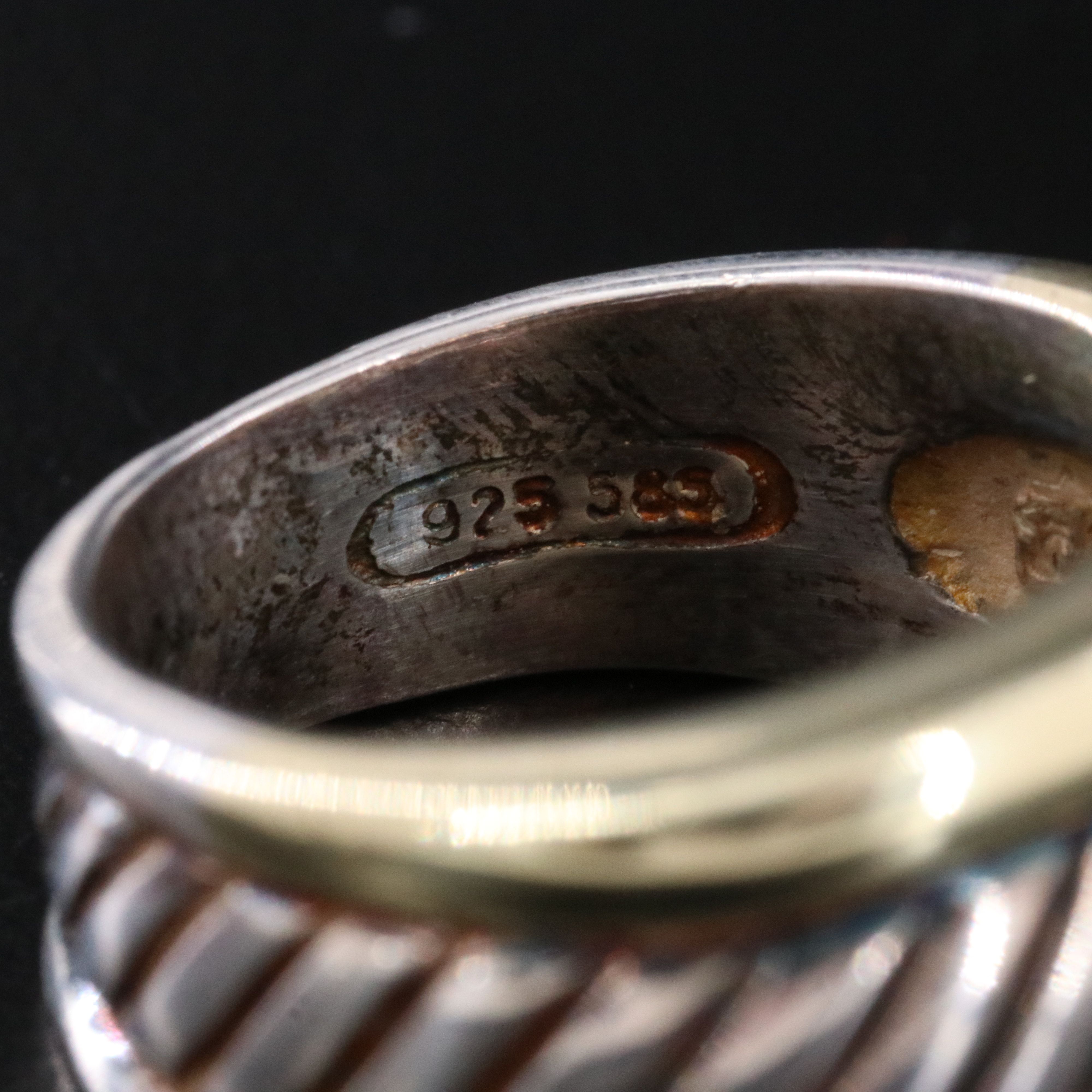 David Yurman Sterling and 14K Classic Cable Cigar Band Ring