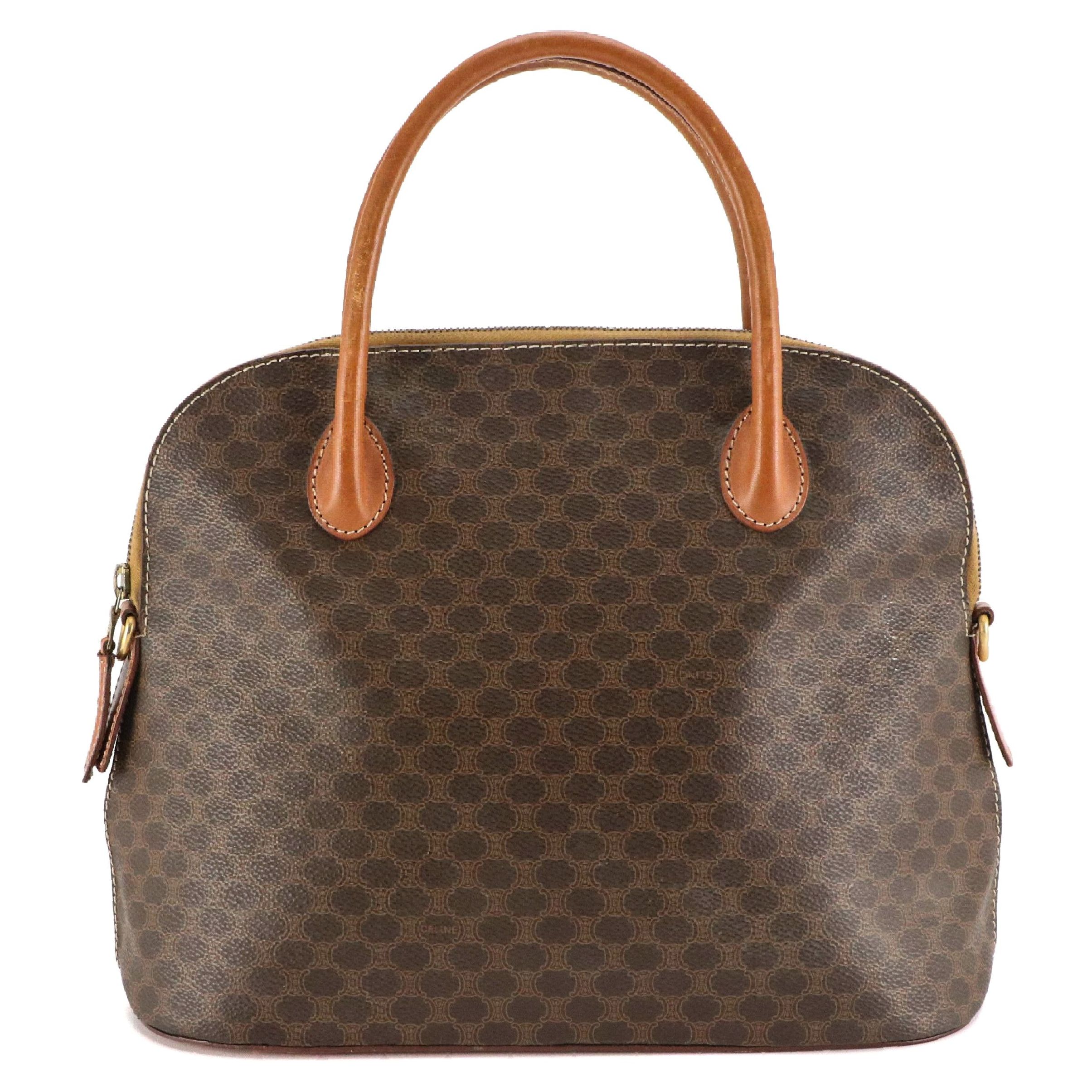 Celine Dome Handbag in Macadam Canvas with Leather Trim