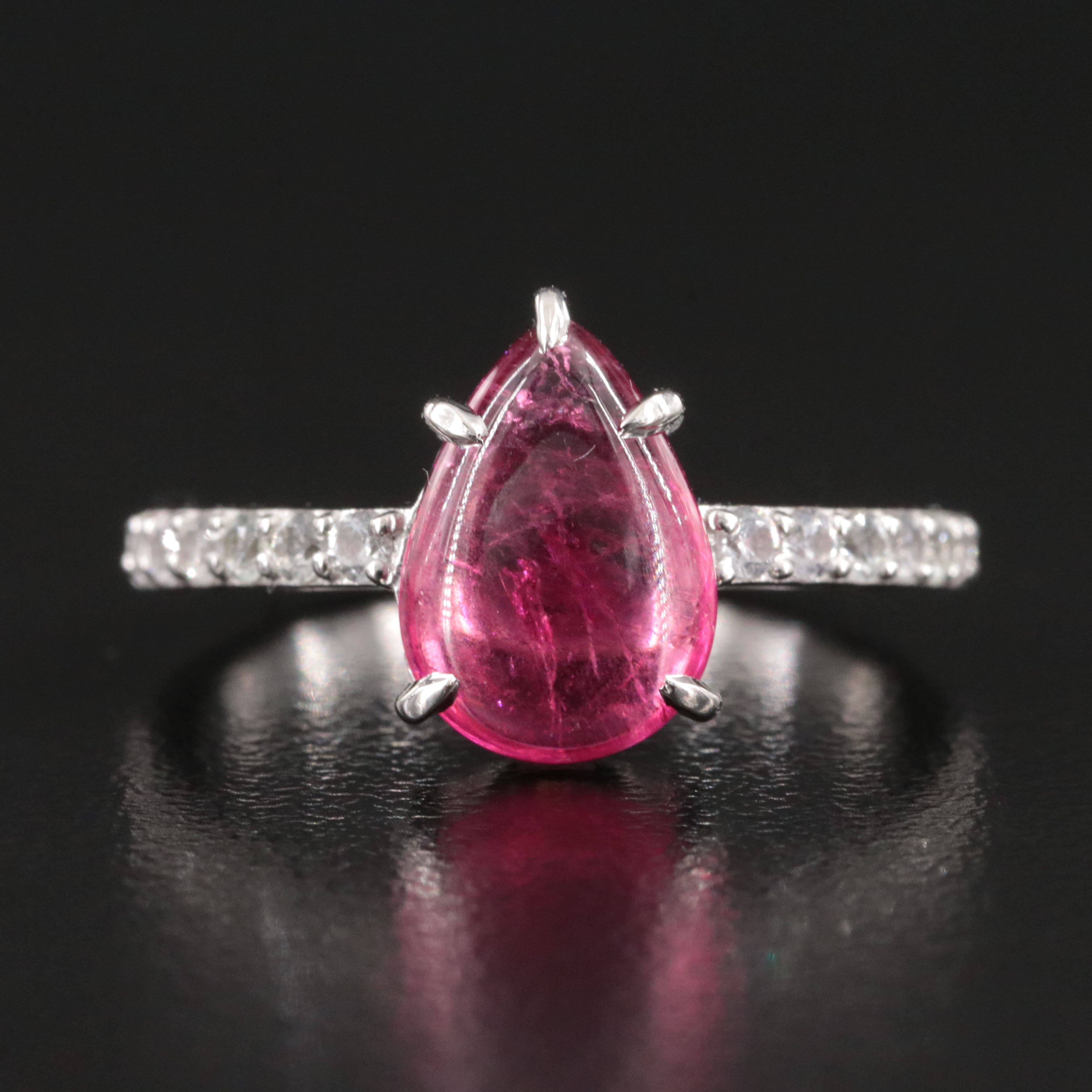 Platinum Tourmaline and White Sapphire Ring