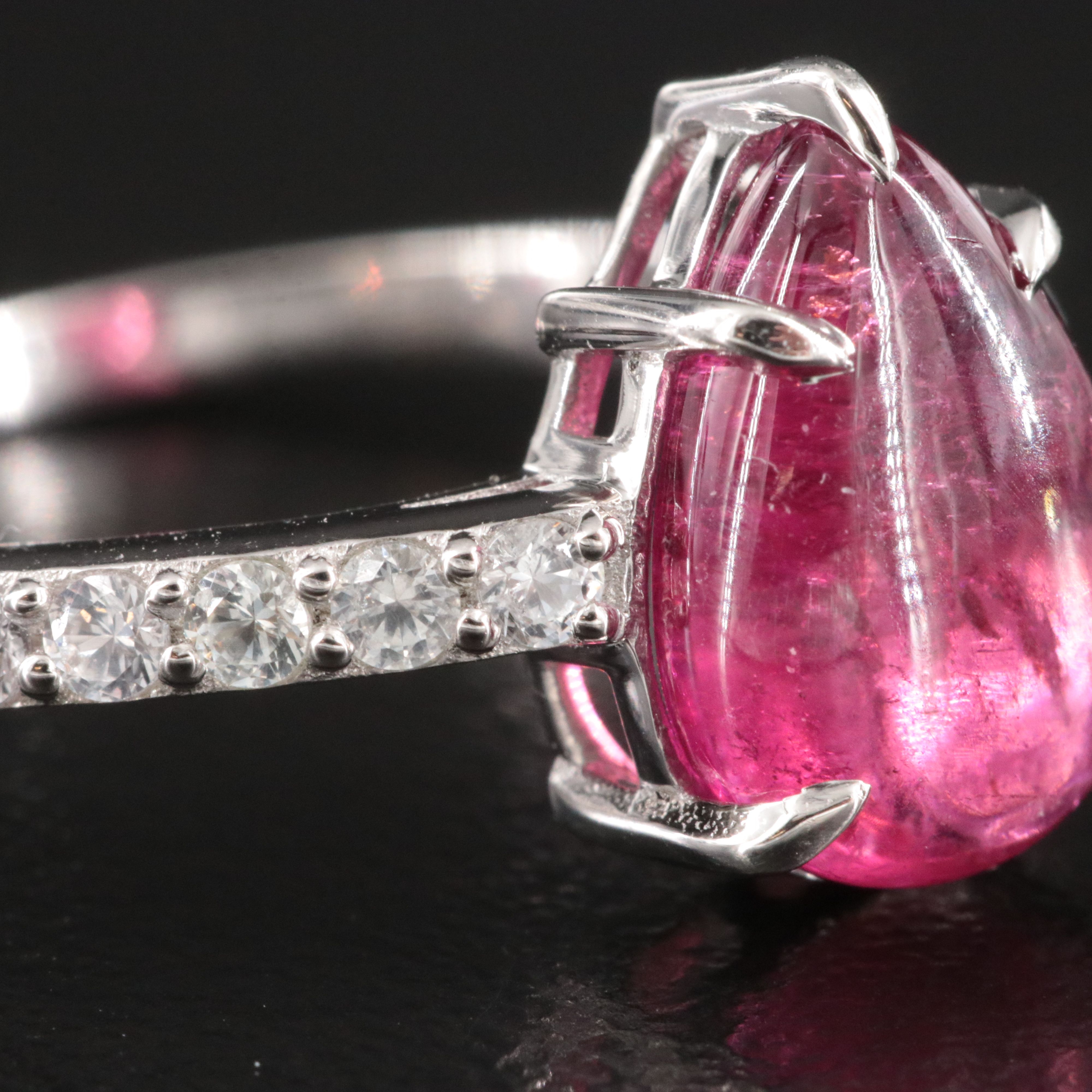 Platinum Tourmaline and White Sapphire Ring