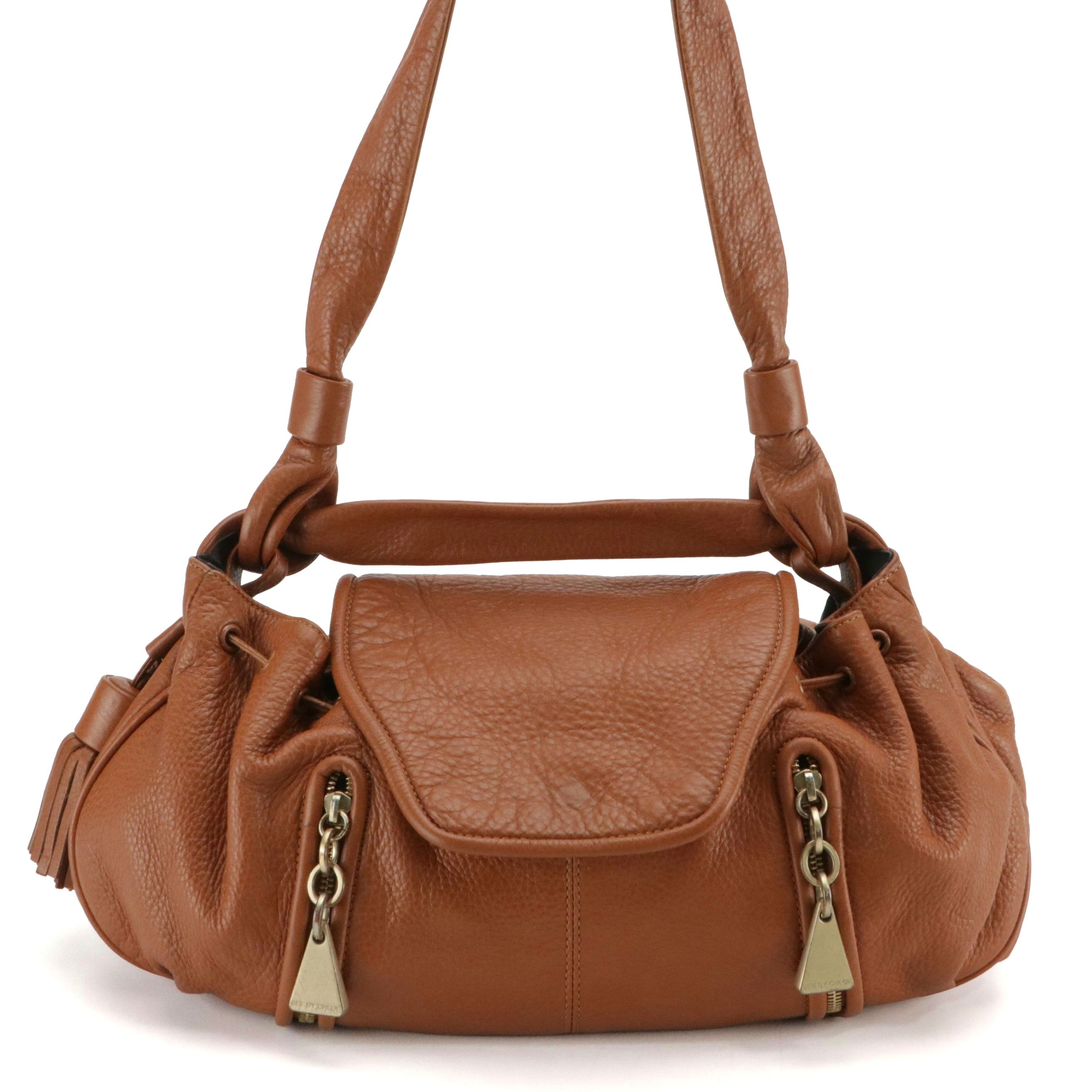 See by Chloé Grain Leather Shoulder Bag with Tassel