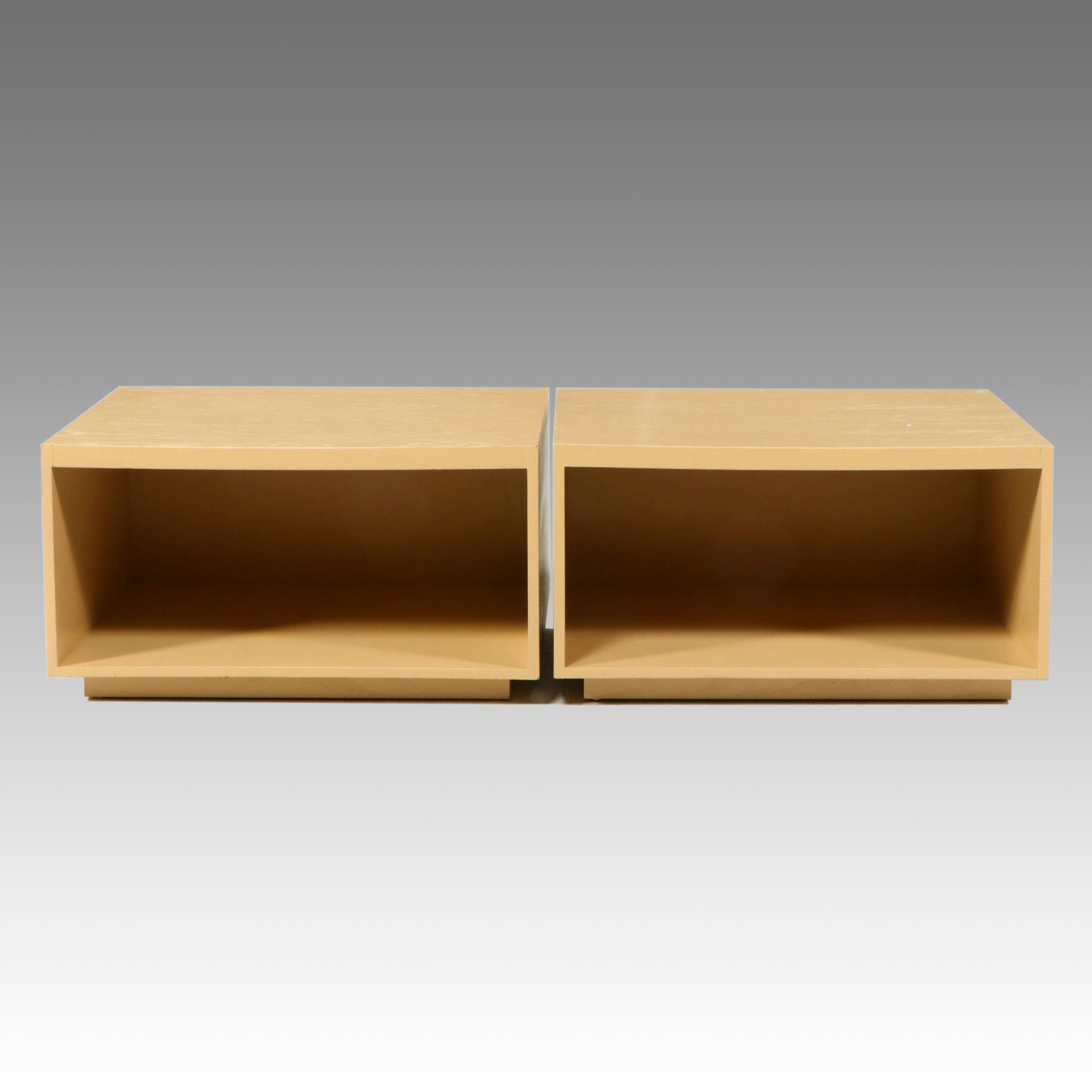 Pair of Postmodern Minimalist Lacquered Cube Side Tables