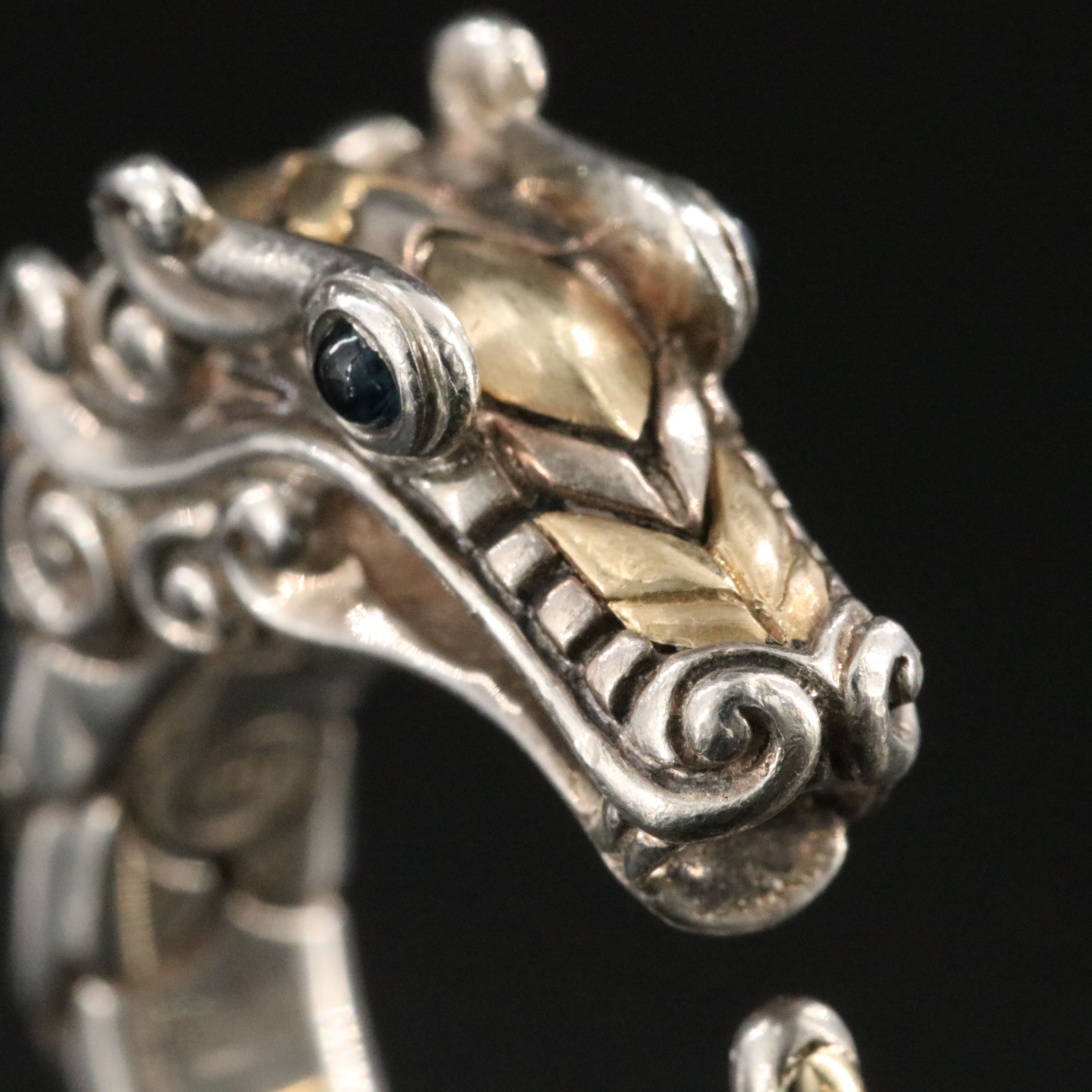 John Hardy Legends Naga Sterling Dragon Ring with 18K and Sapphire Accents