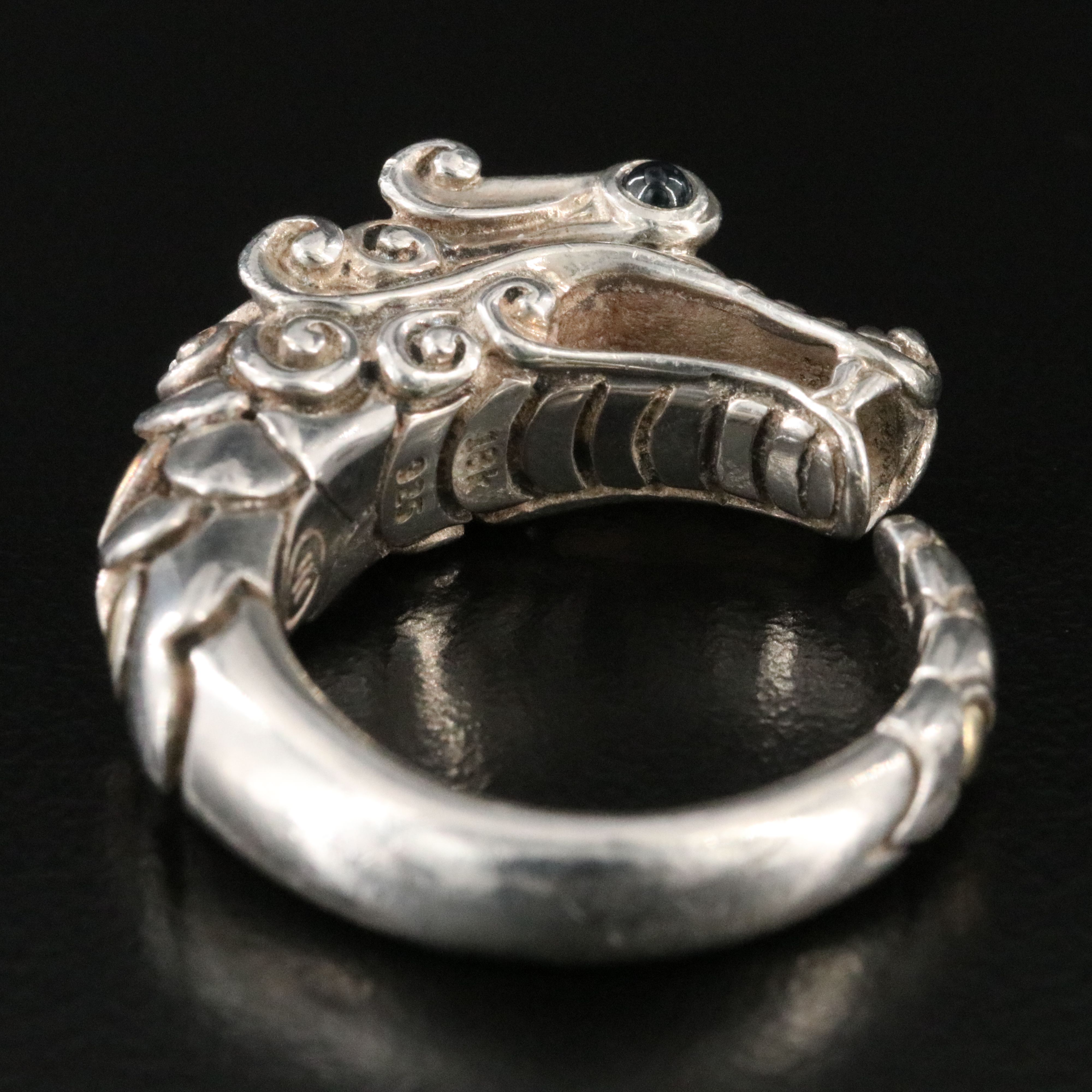 John Hardy Legends Naga Sterling Dragon Ring with 18K and Sapphire Accents