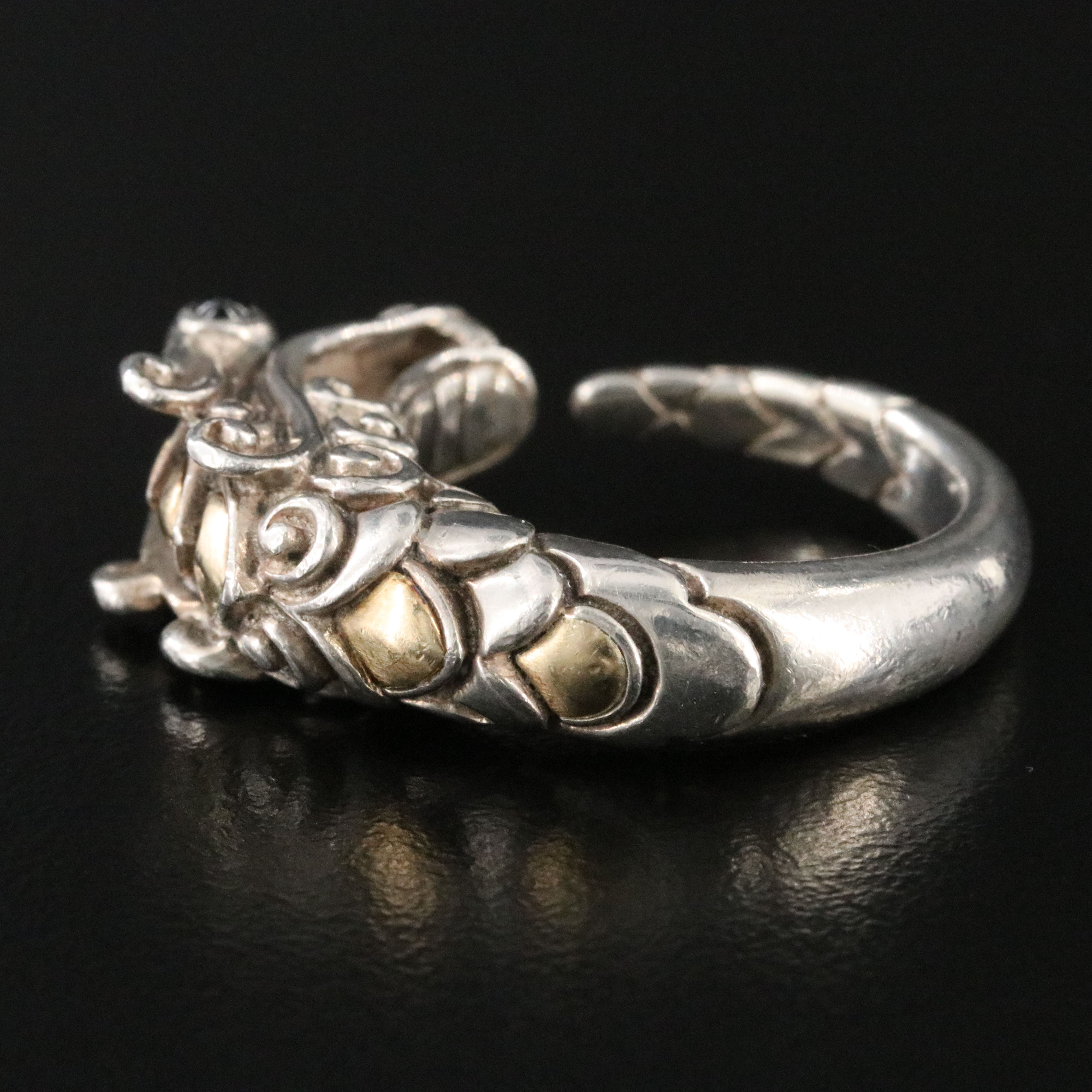 John Hardy Legends Naga Sterling Dragon Ring with 18K and Sapphire Accents