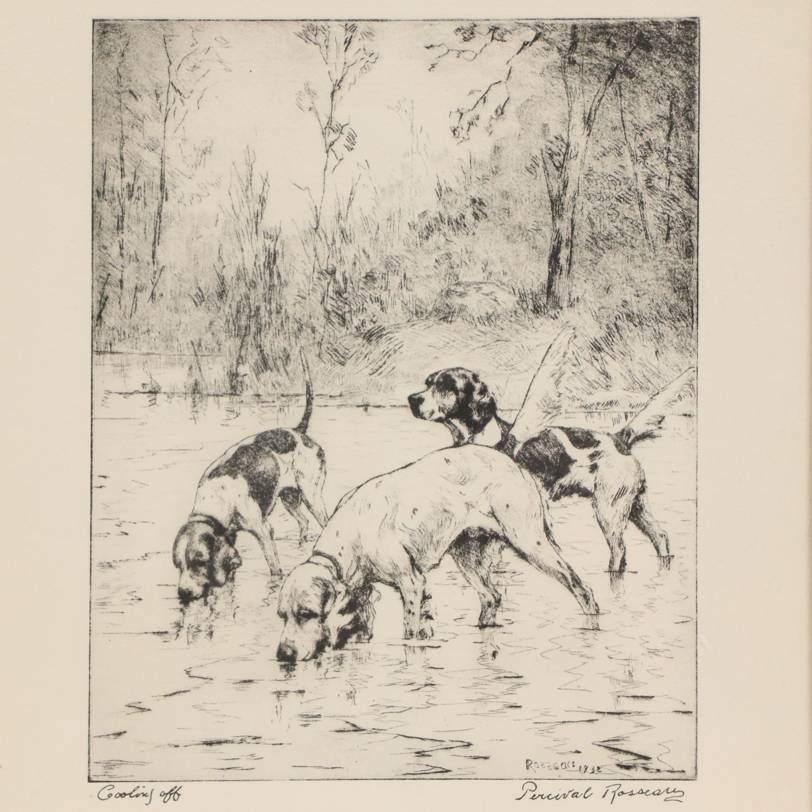 After Percival Rosseau "Bill's Covey" and Other Rotogravure Print, 20th Century