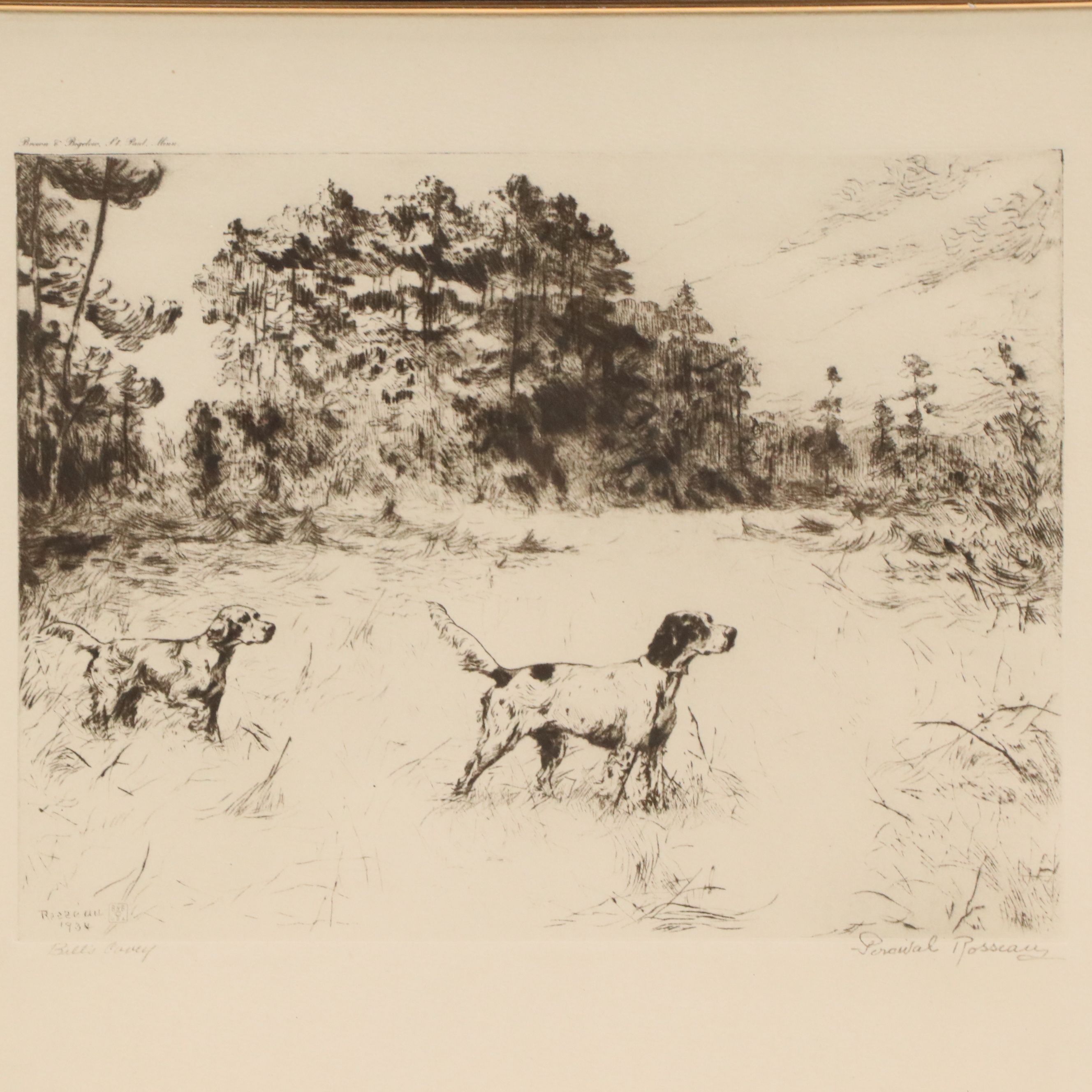 After Percival Rosseau "Bill's Covey" and Other Rotogravure Print, 20th Century