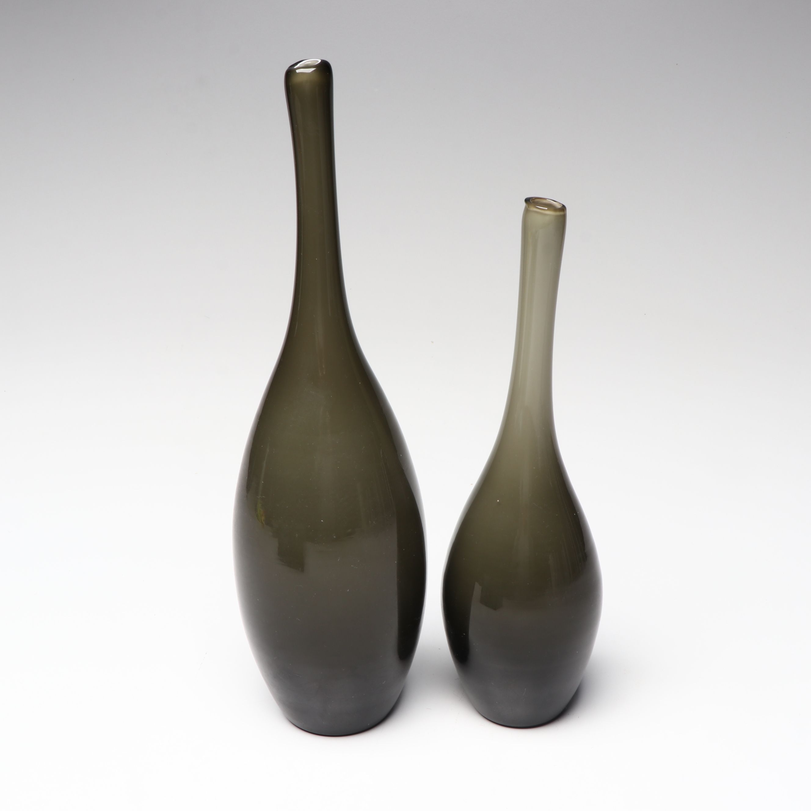 Contemporary Green and Blue Acrylic Box with Handblown Glass Vases