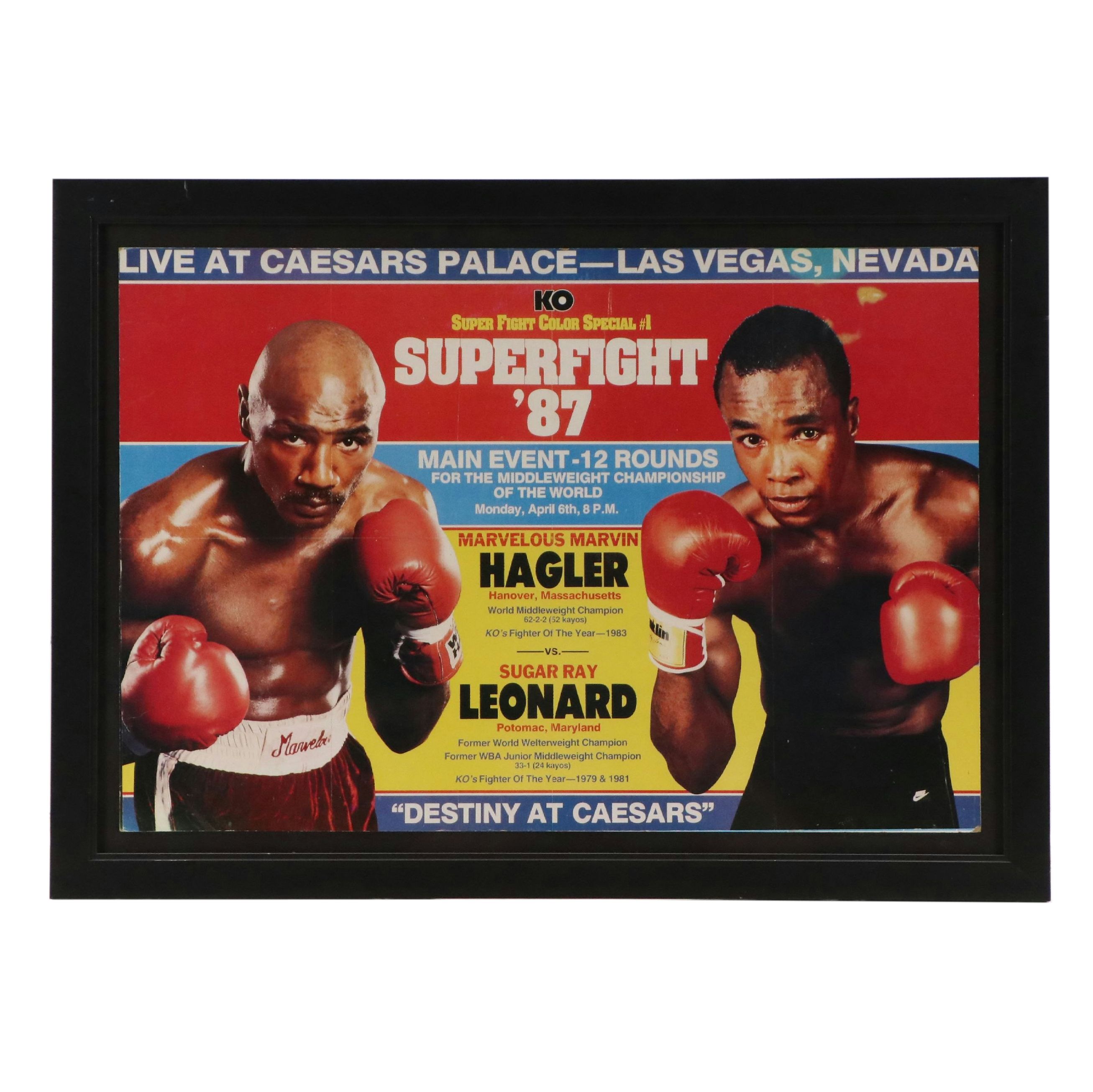 Offset Lithograph Poster for "Super Fight '87 - Hagler vs. Leonard," 1987