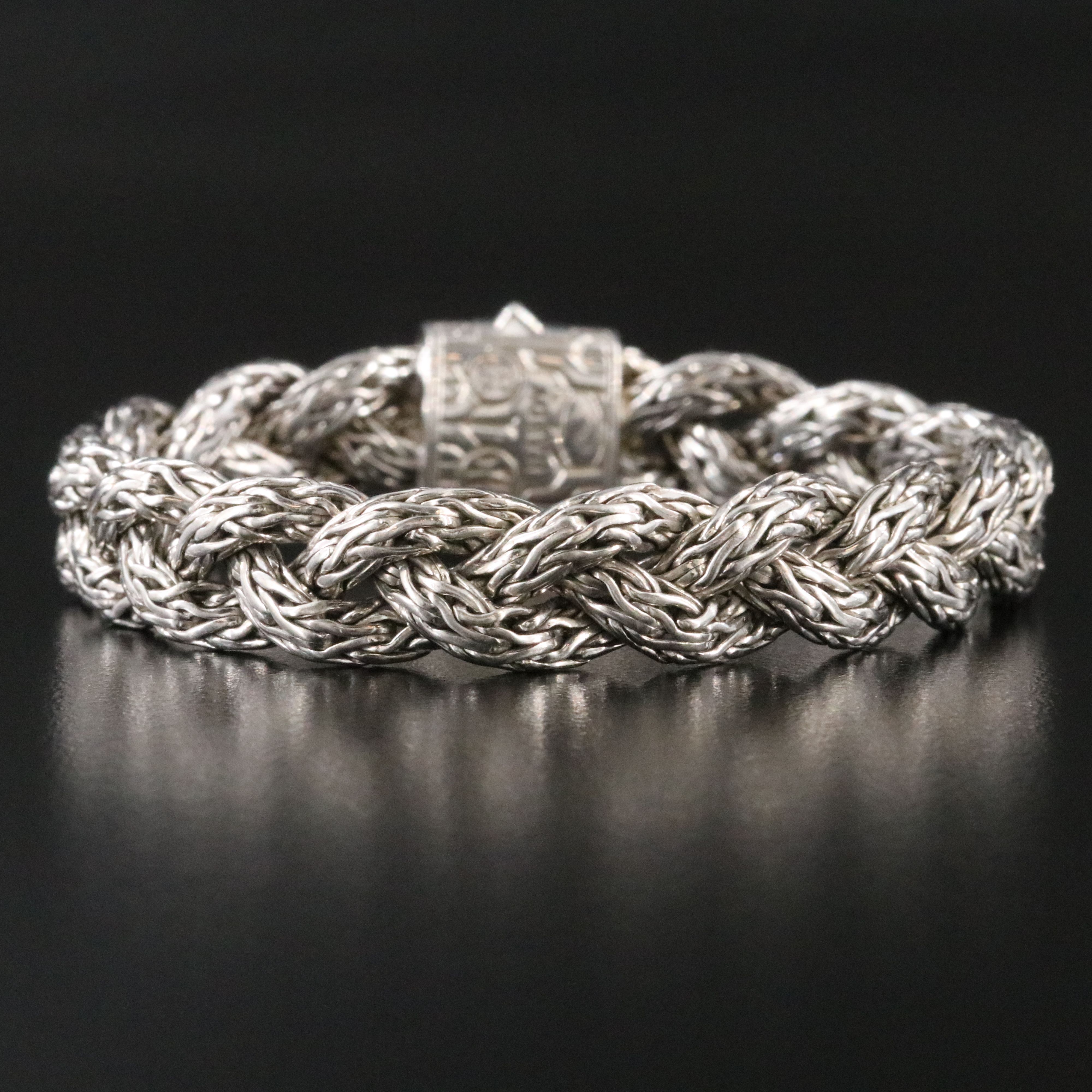 John Hardy Sterling and Black Sapphire Braided Classic Chain Bracelet