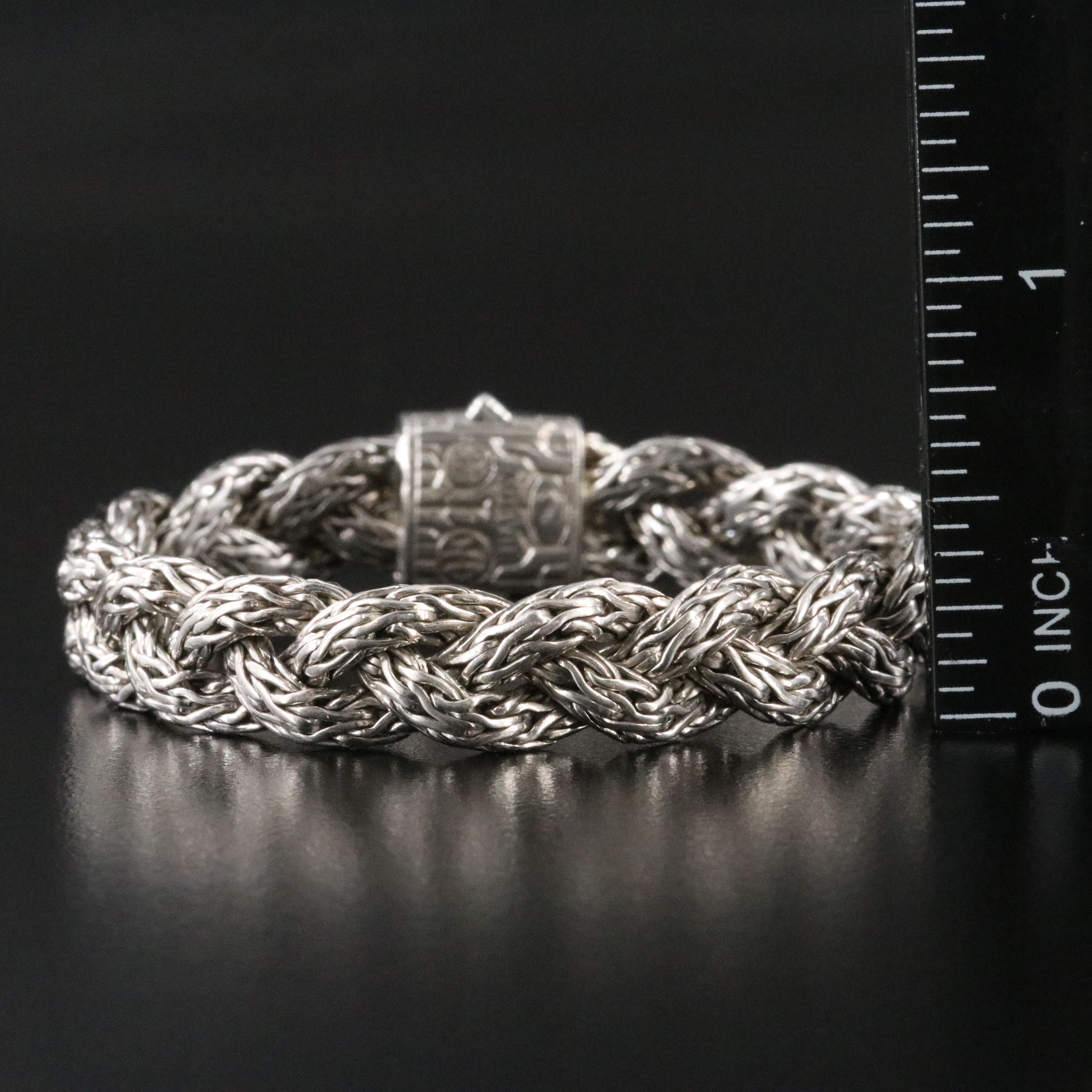 John Hardy Sterling and Black Sapphire Braided Classic Chain Bracelet