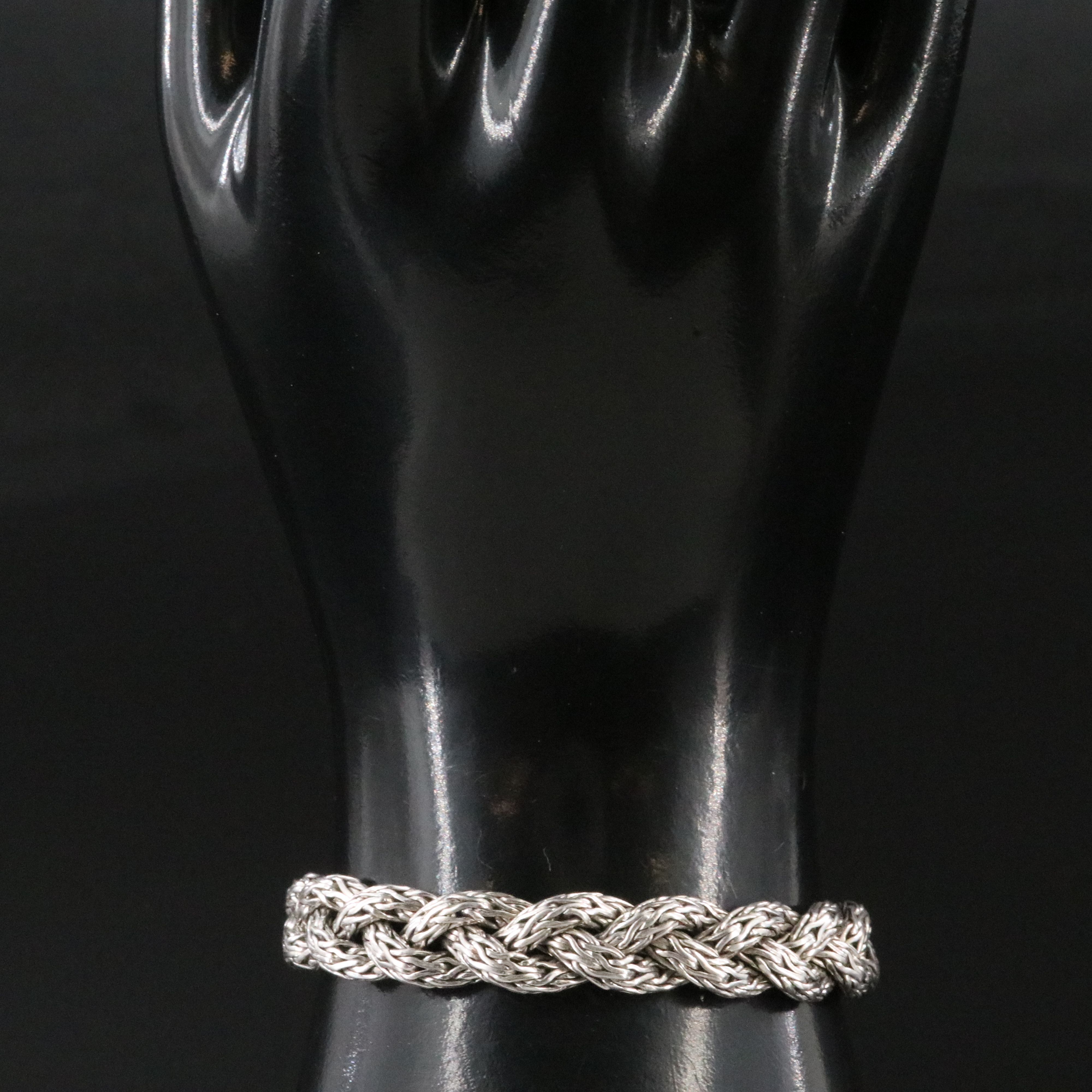 John Hardy Sterling and Black Sapphire Braided Classic Chain Bracelet