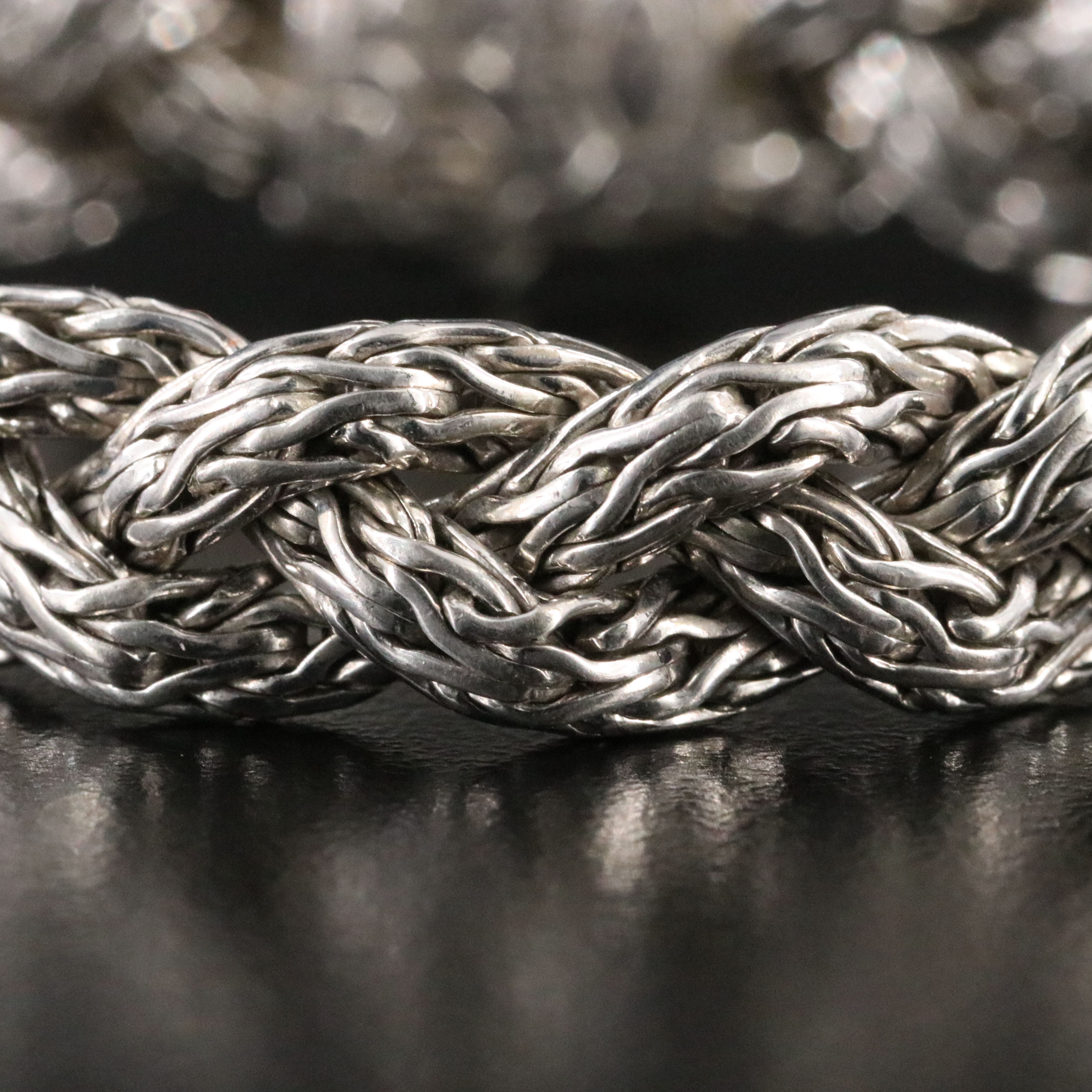 John Hardy Sterling and Black Sapphire Braided Classic Chain Bracelet