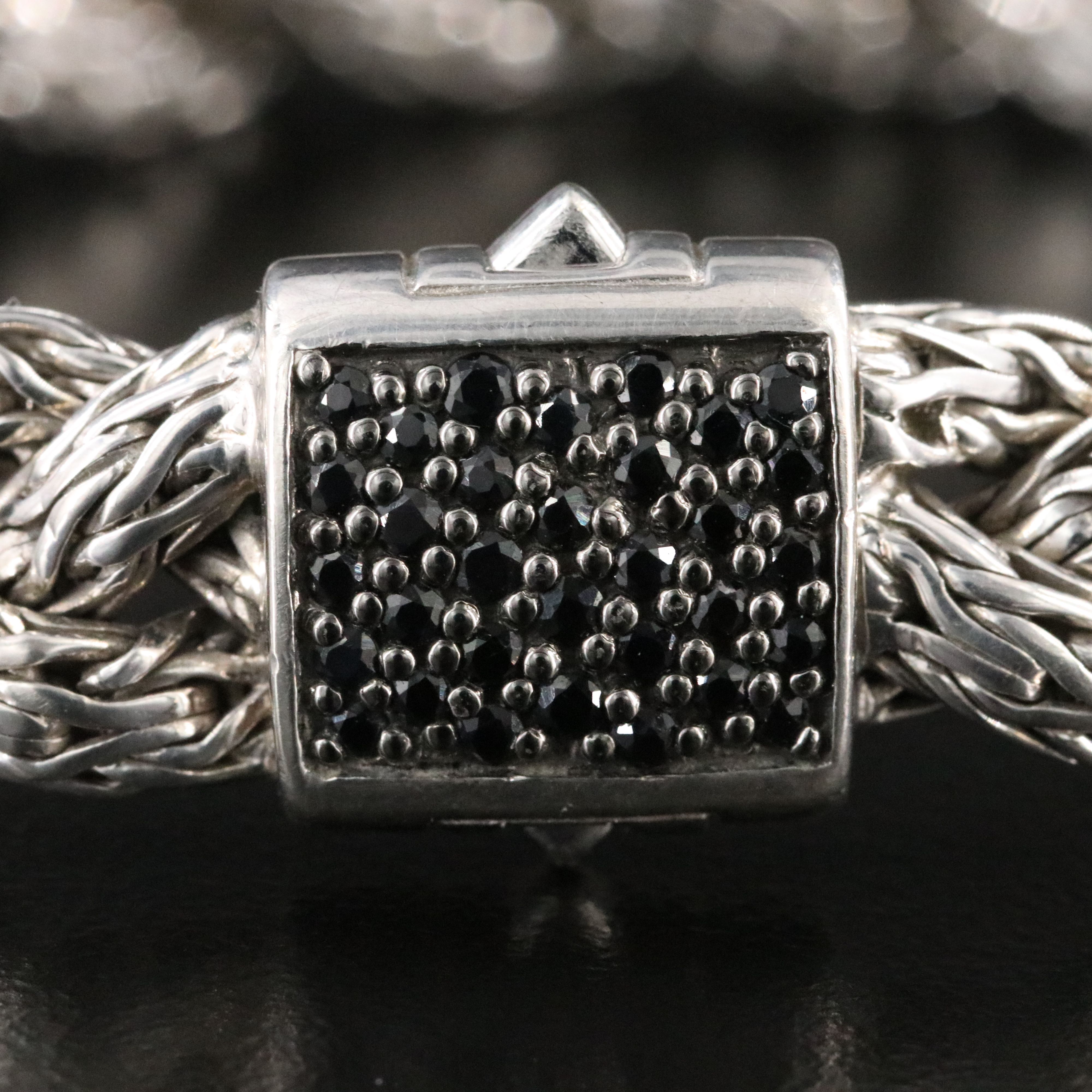 John Hardy Sterling and Black Sapphire Braided Classic Chain Bracelet