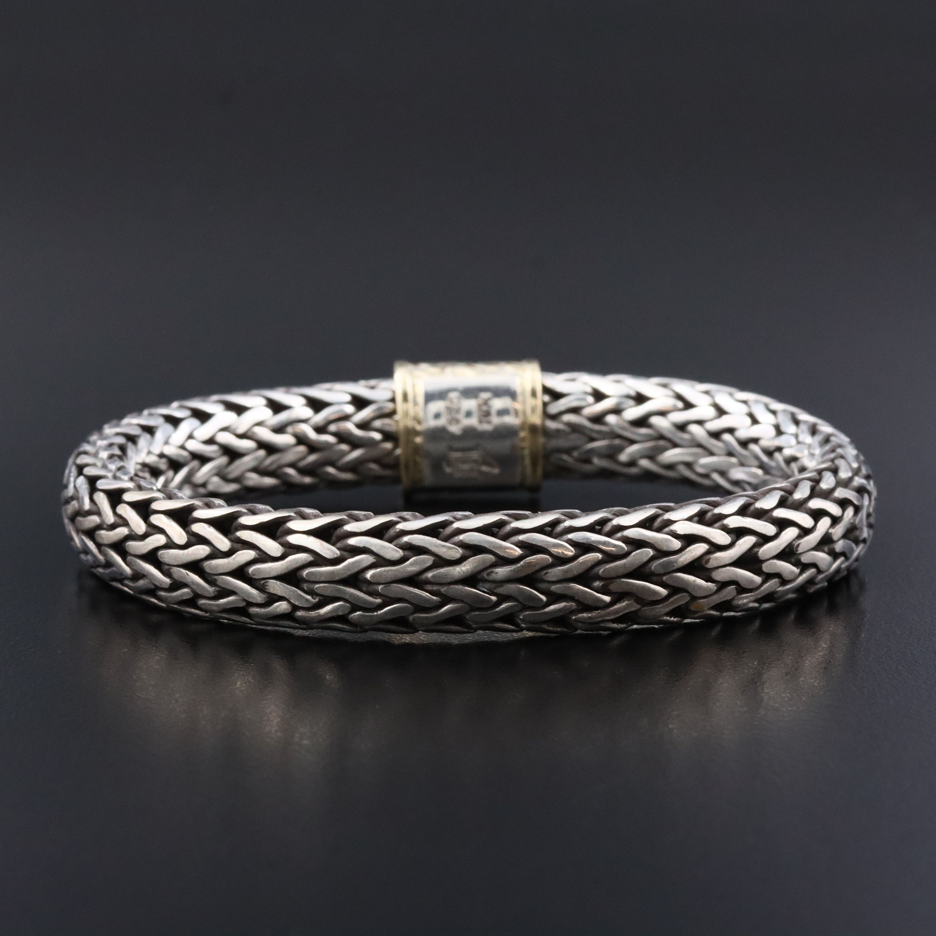 John Hardy Sterling Classic Chain Men's Bracelet with 18K Clasp