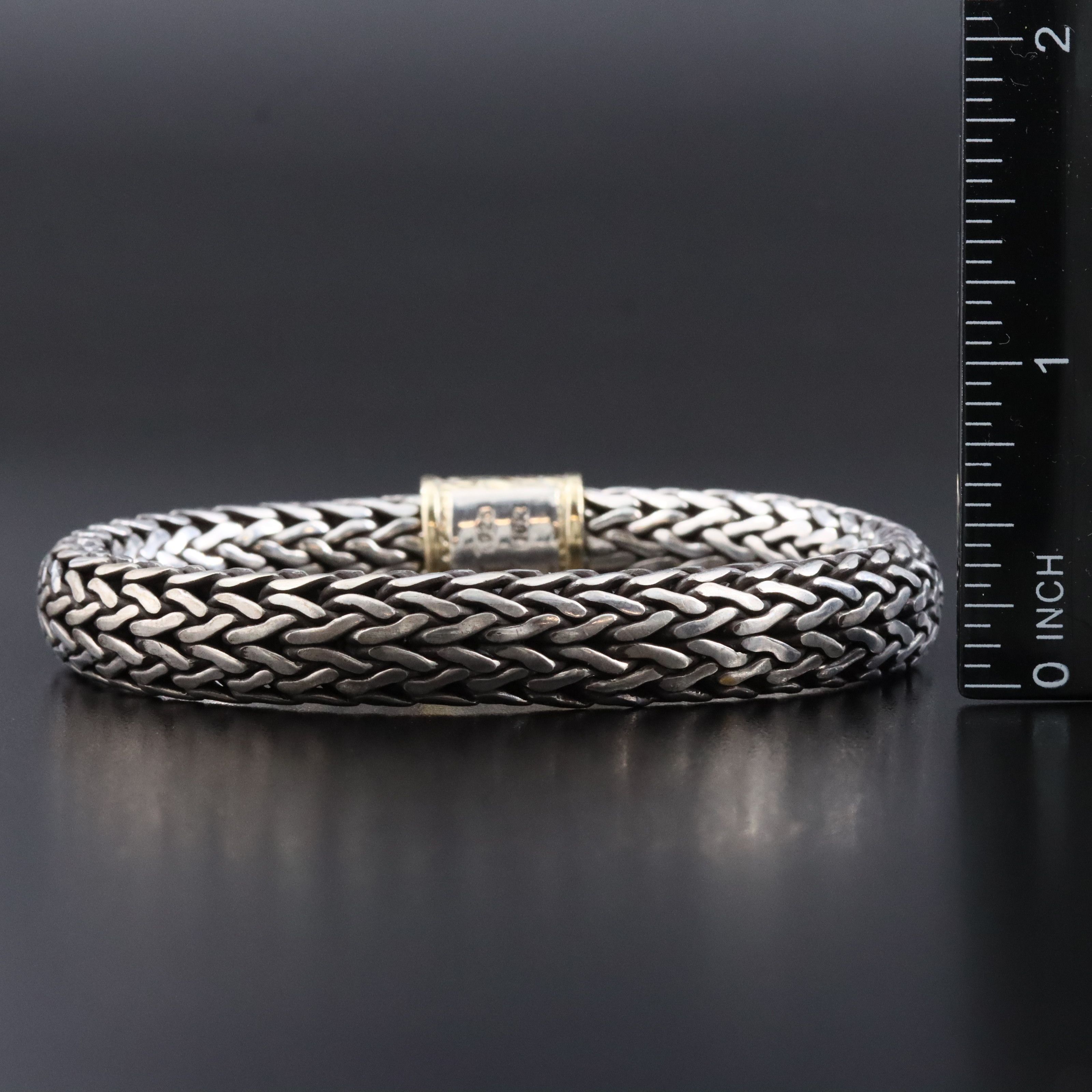 John Hardy Sterling Classic Chain Men's Bracelet with 18K Clasp